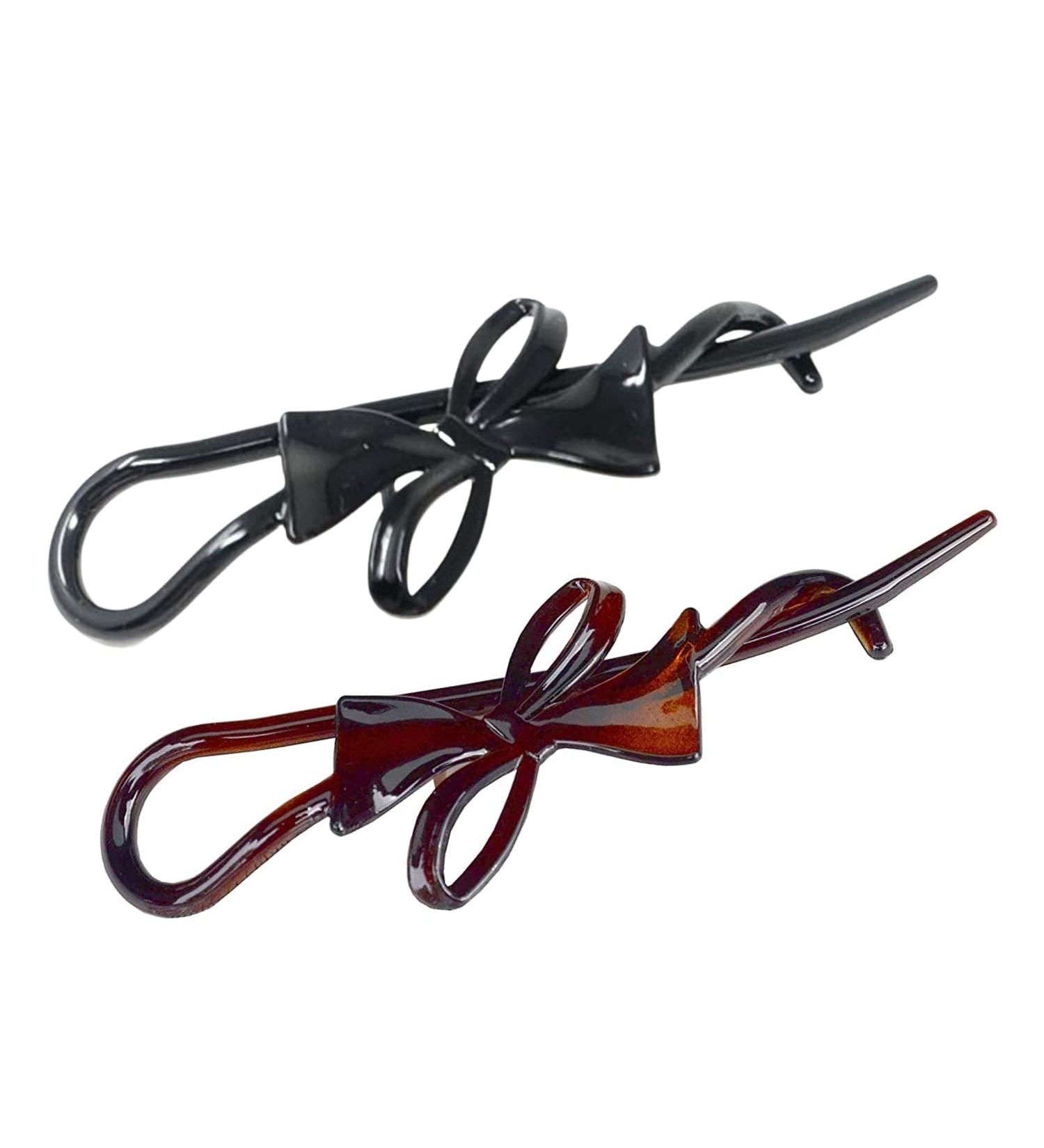 Parcelona French Twist n Clip Bow Tortoise Shell Celluloid Acetate Hair Clips (Set of 2) - Buy Online on GoSupps.com