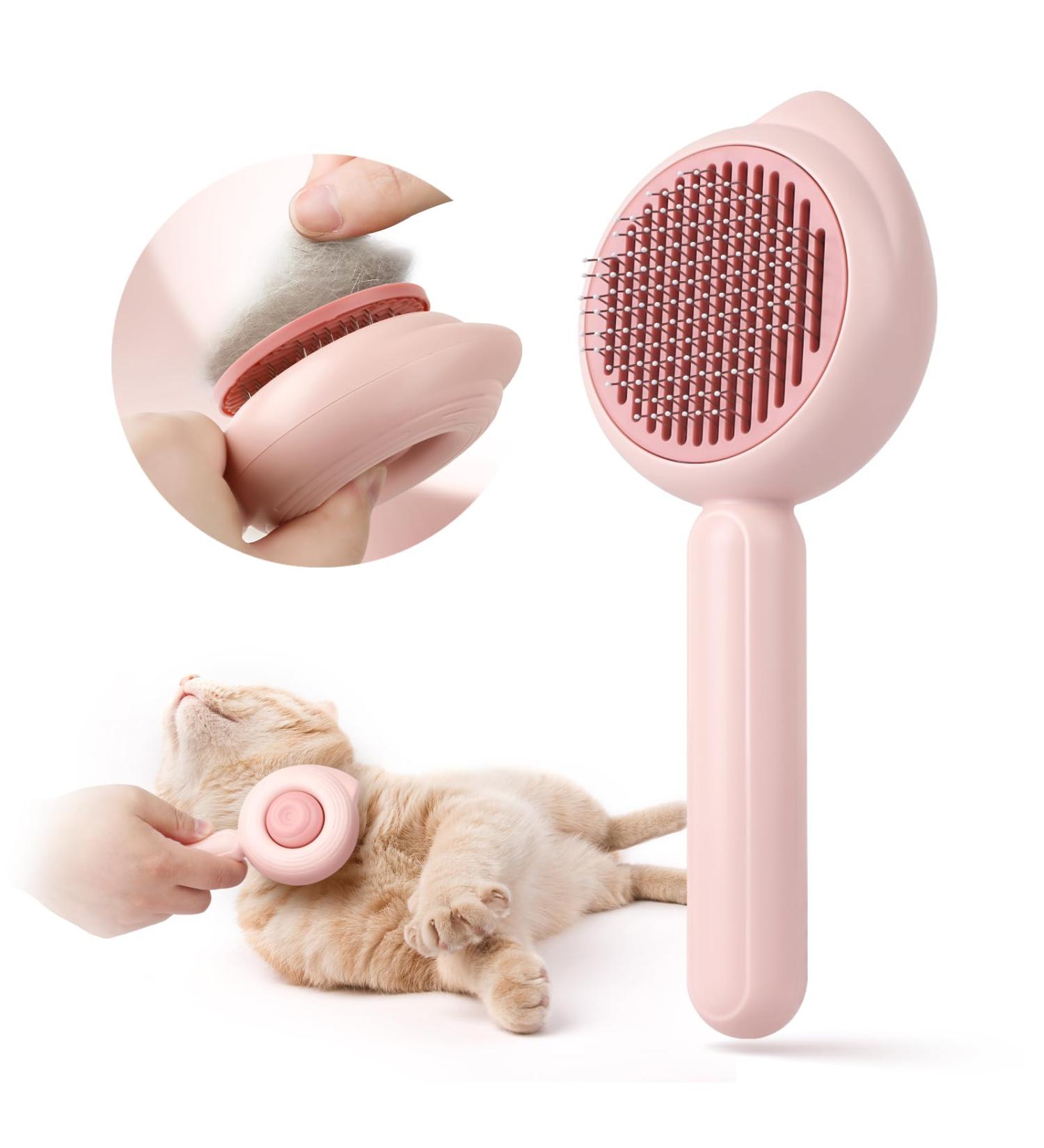 Baytion Self-Cleaning Cat Brush for Short or Long Haired Cats - Grooming Hair Comb for Shedding, Tangles & Dirt Removal - Buy Online on GoSupps.com