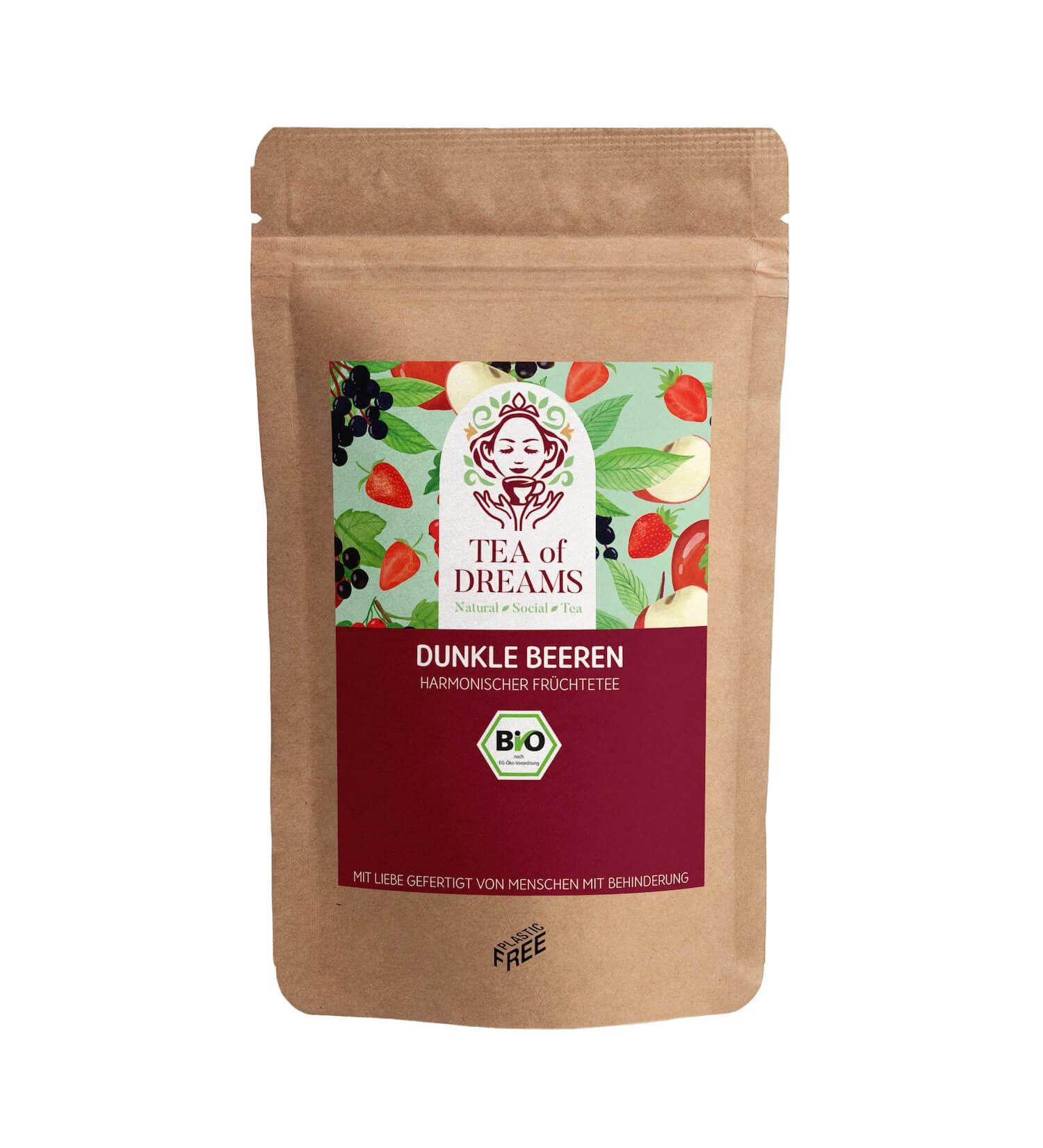  Tea of Dreams Organic Fruit Tea | "Black Berries" | Harmonious Round Fruit Tea | Loose Leaf Tea | 250g - Buy Online on GoSupps.com