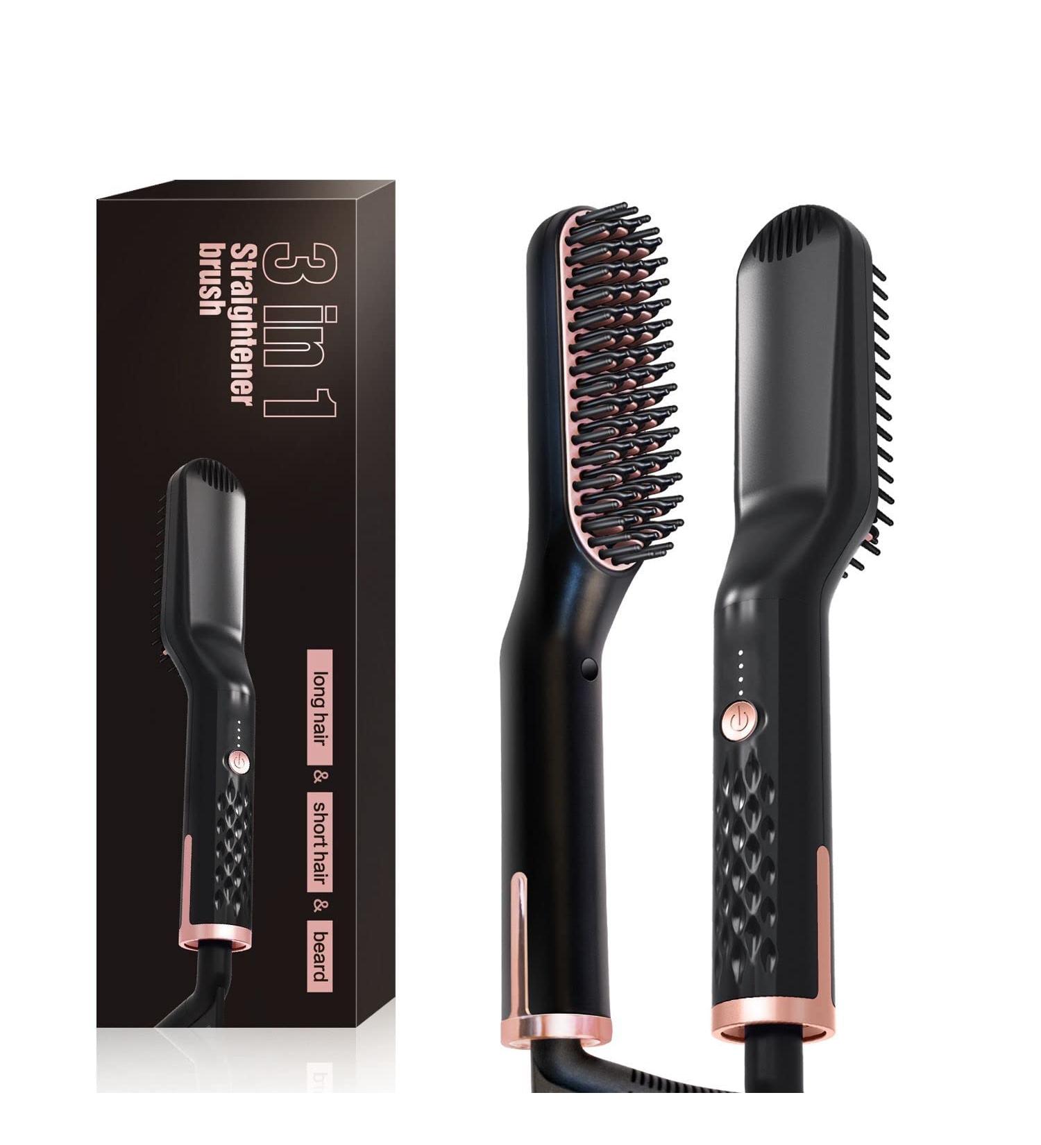 Professional Beard Straightener for Men 3-in-1 Beard Straightening Beard Comb for Home & Travel Hair Straightener Brush for Men & Women - Buy Online on GoSupps.com