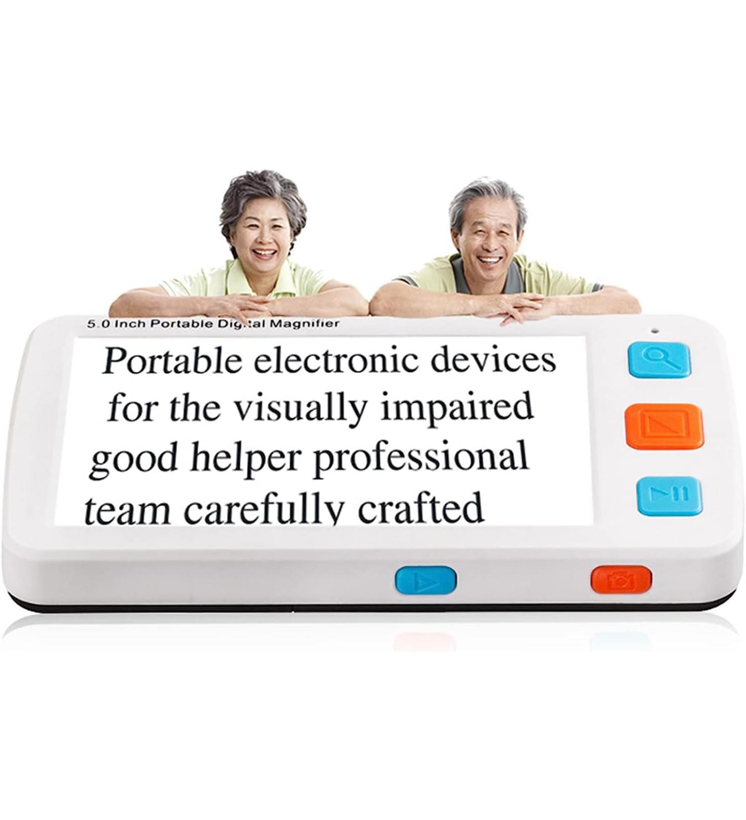 Digital Reading Magnifier Handheld Digital Video Magnifying Glass with 5.0 Inch LCD Screen Electronic Reading Aid 4x-32x Text Enlargement for Visually Impaired Low Vision Color Blindness Etc White - Buy Online on GoSupps.com