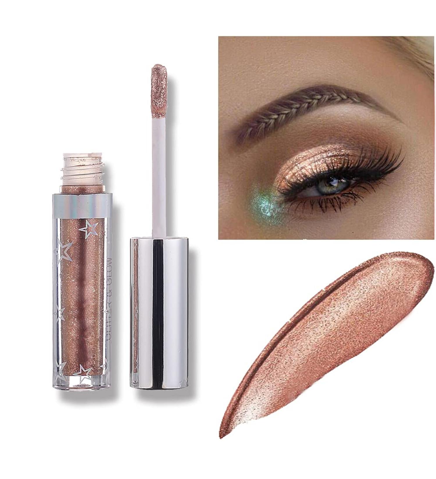 Coalitione Liquid Eyeshadow - 12 Colors, Long Lasting, Waterproof Shimmer Glitter Eyeline - Matte Eyeshadow for Party & Festival Makeup - Rose Gold - Buy Online on GoSupps.com