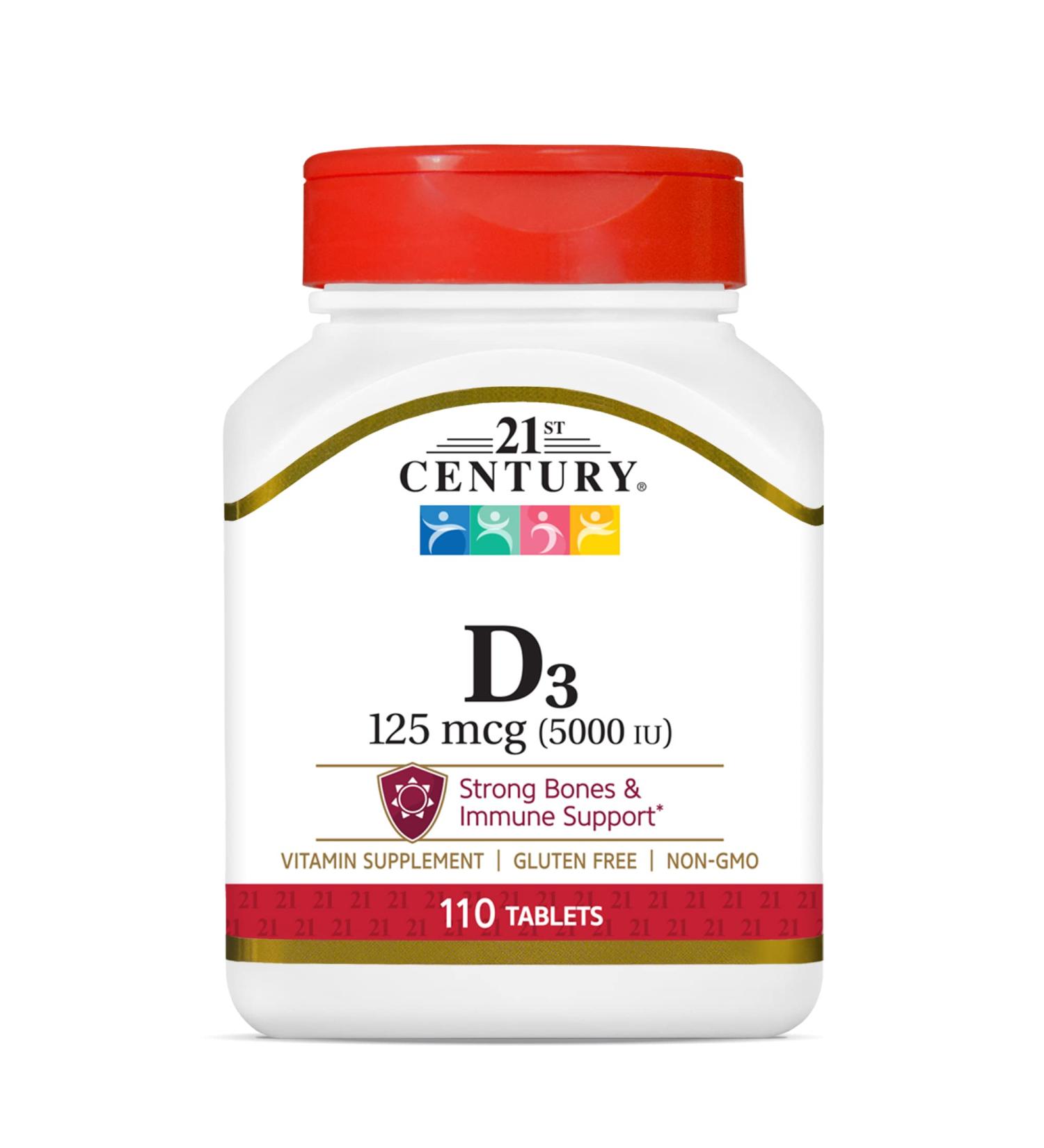 21st Century Vitamin D3 125 mcg (5000 IU) - Boost Immunity | 110 Tablets - Buy Online on GoSupps.com