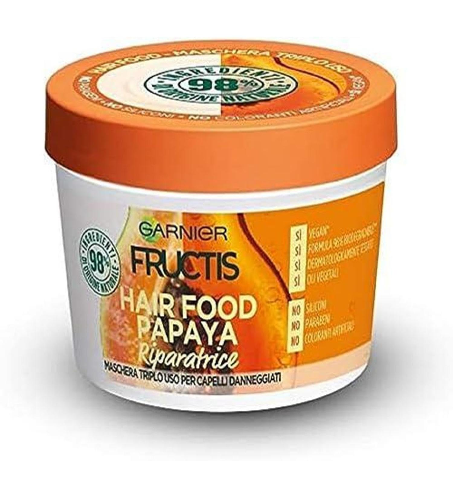 Garnier Fructis 3-in-1 Hair Food Papaya Repair Mask | Vegan Formula for Damaged Hair | 390 ml - International Shipping Available - Buy Online on GoSupps.com