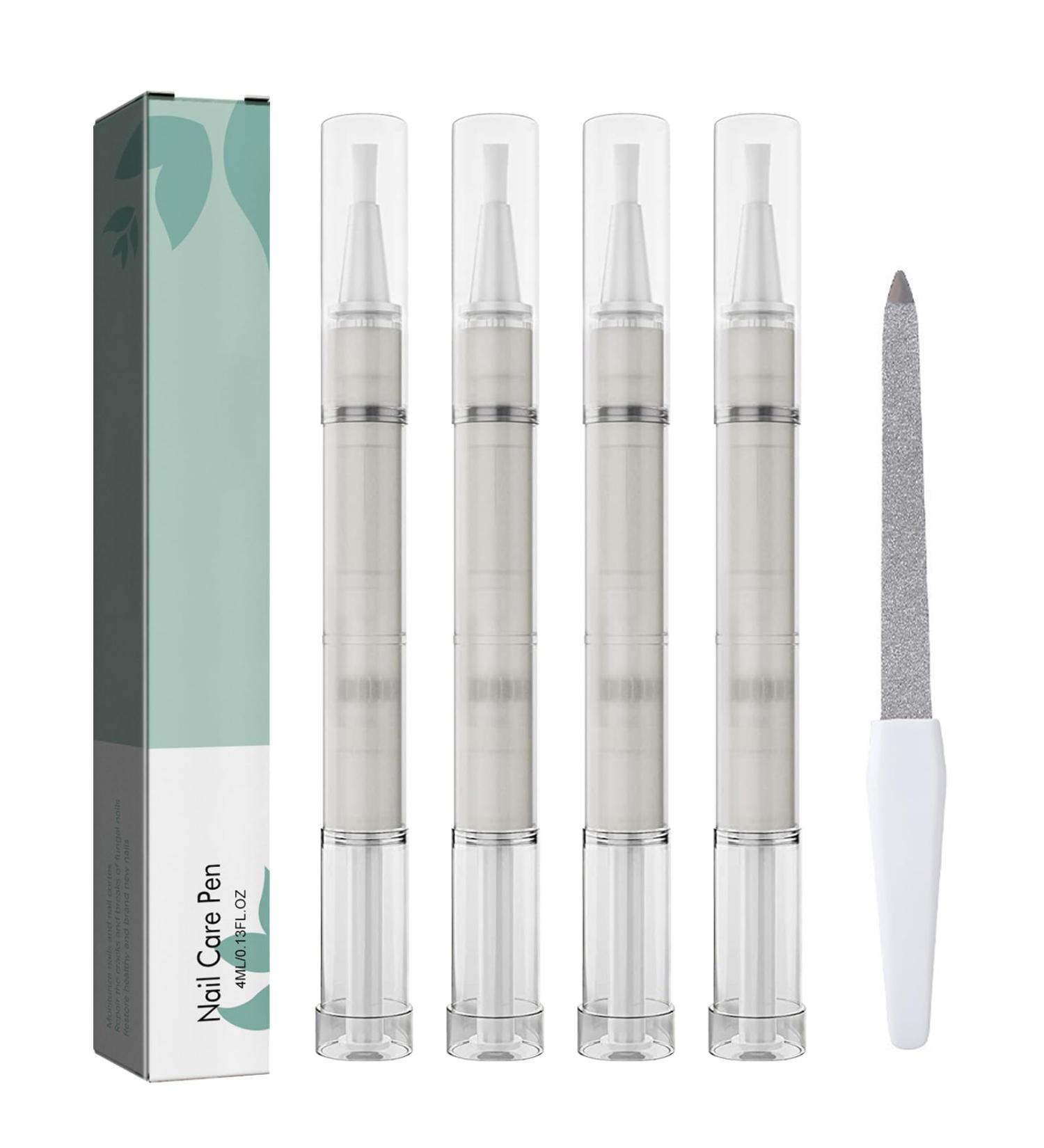 4-Piece Nail Care Pen Set with Tea Tree Oil Vitamin E & Aloe Vera - Well-Groomed Fingernails & Toenails - Includes Nail File - Green - Buy Online on GoSupps.com
