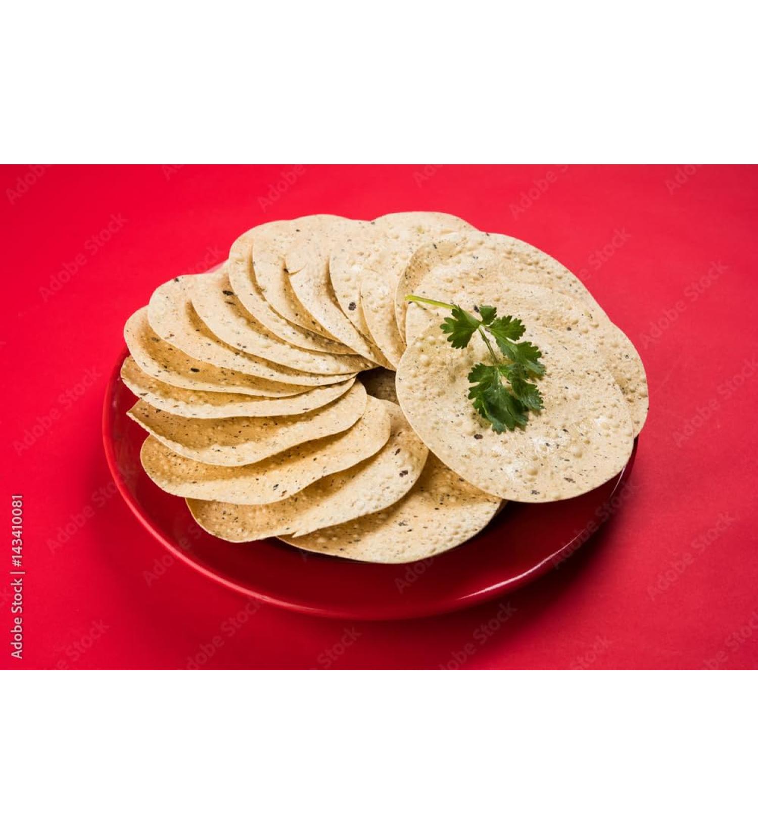A1SONIC Madras Poppadoms | Pappadum Plain Flavour | Punjabi Masala | Green Chilli | Cummin | Garlic Green Chilli | Cummin Black pepper | Lintle Papad | Garlic Green Chilli 200G Green Chilli Poppadoms - Buy Online on GoSupps.com