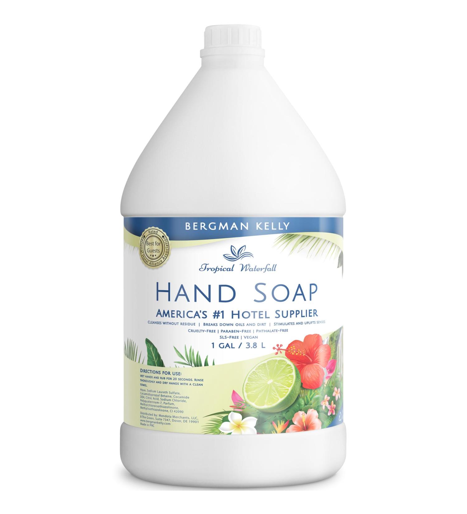 BERGMAN KELLY Tropical Waterfall Liquid Hand Soap - 128 fl oz Refill Gallon for Hotels | Refreshing Hand & Body Soap in Bulk - Buy Online on GoSupps.com