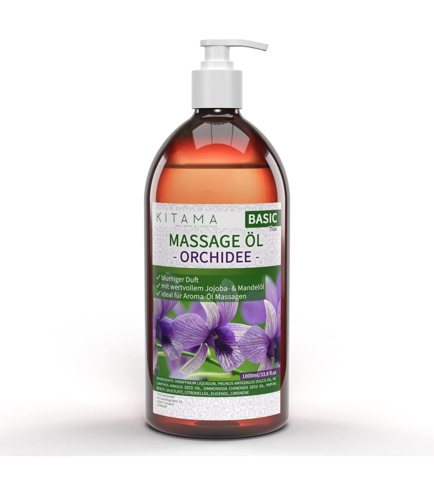 Kitama Massage Oil - Aroma Orchid Body Oil (1L) | Nourishing Relaxation & Care Oil for Massages | Thai Quality - Buy Online on GoSupps.com