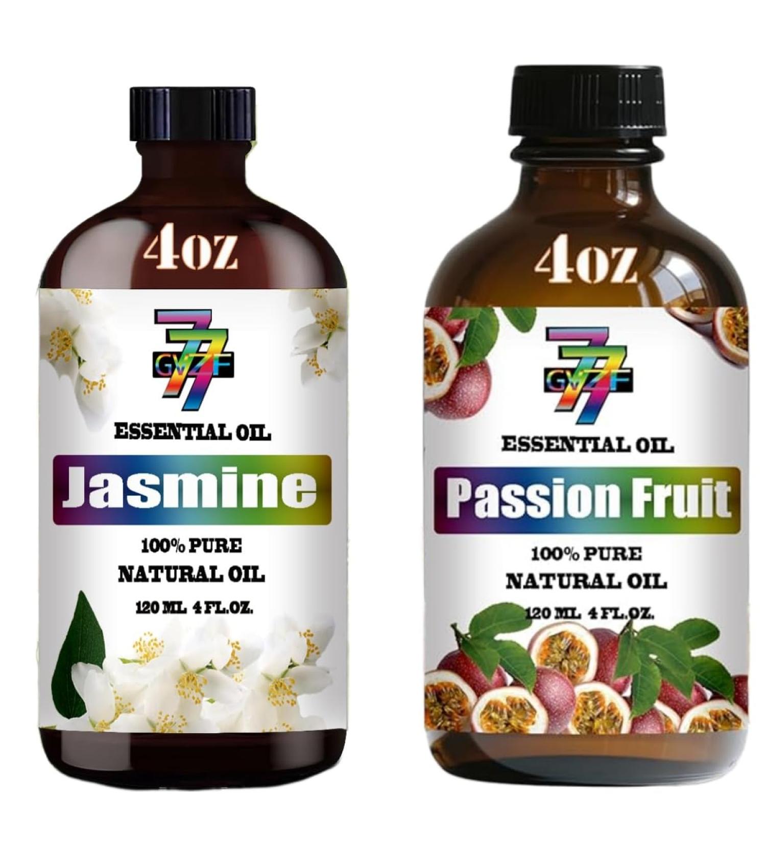 GV77ZF Essential Oil Two 4 Fl Oz (120Ml) Set - Pure Natural Passion Fruit Oil and Jasmine Essential Oil for Diffuser Humidifier Skin Care Home Fragrance Bath Hair Care Cleansing Massage Yoga - Buy Online on GoSupps.com
