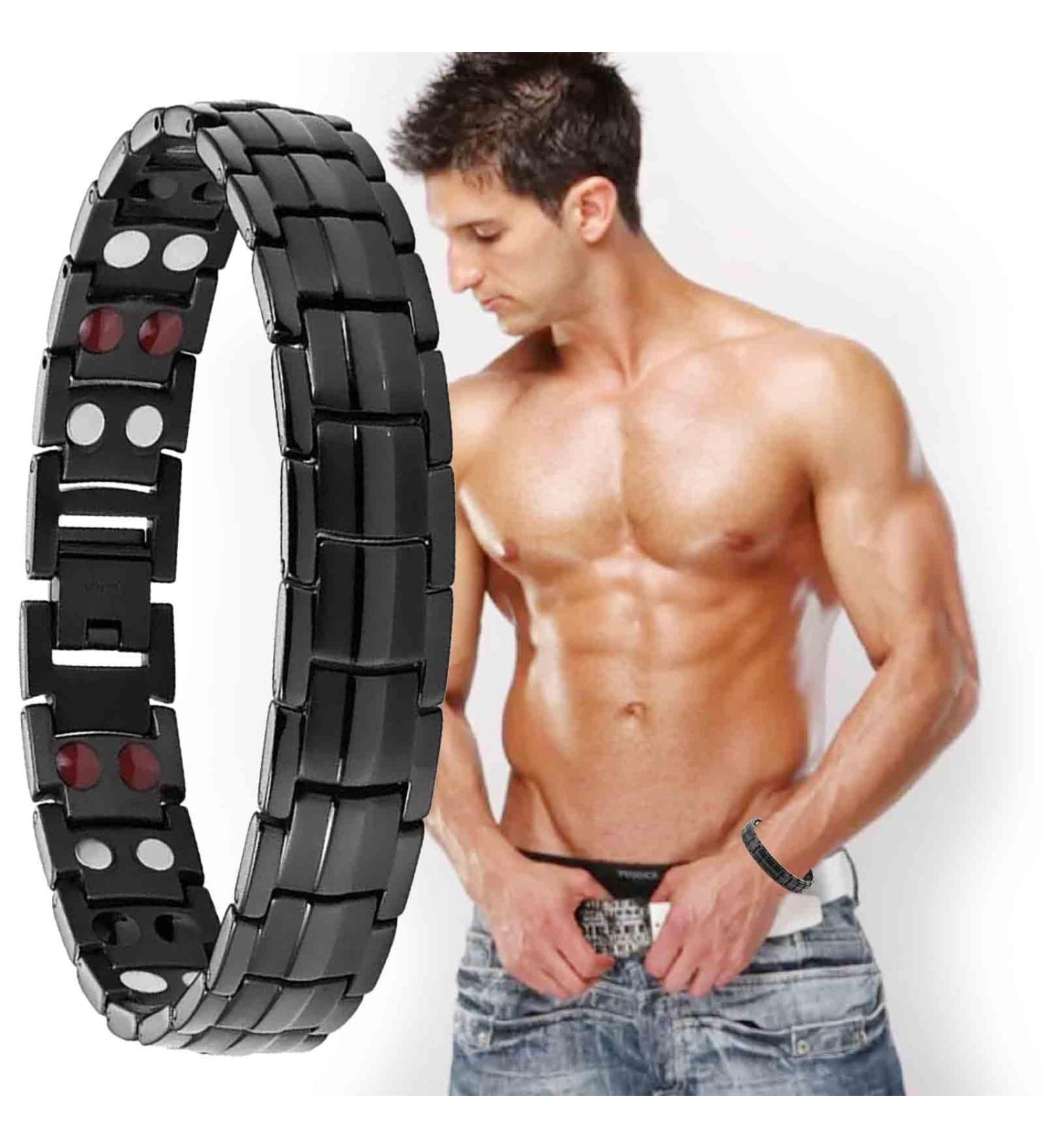 Buy SEAGRIL Far Infrared Ion Bracelet - Adjustable Black Wristband for Men | Enhance Wellness with Magnetic Ionizer Technology - Buy Online on GoSupps.com