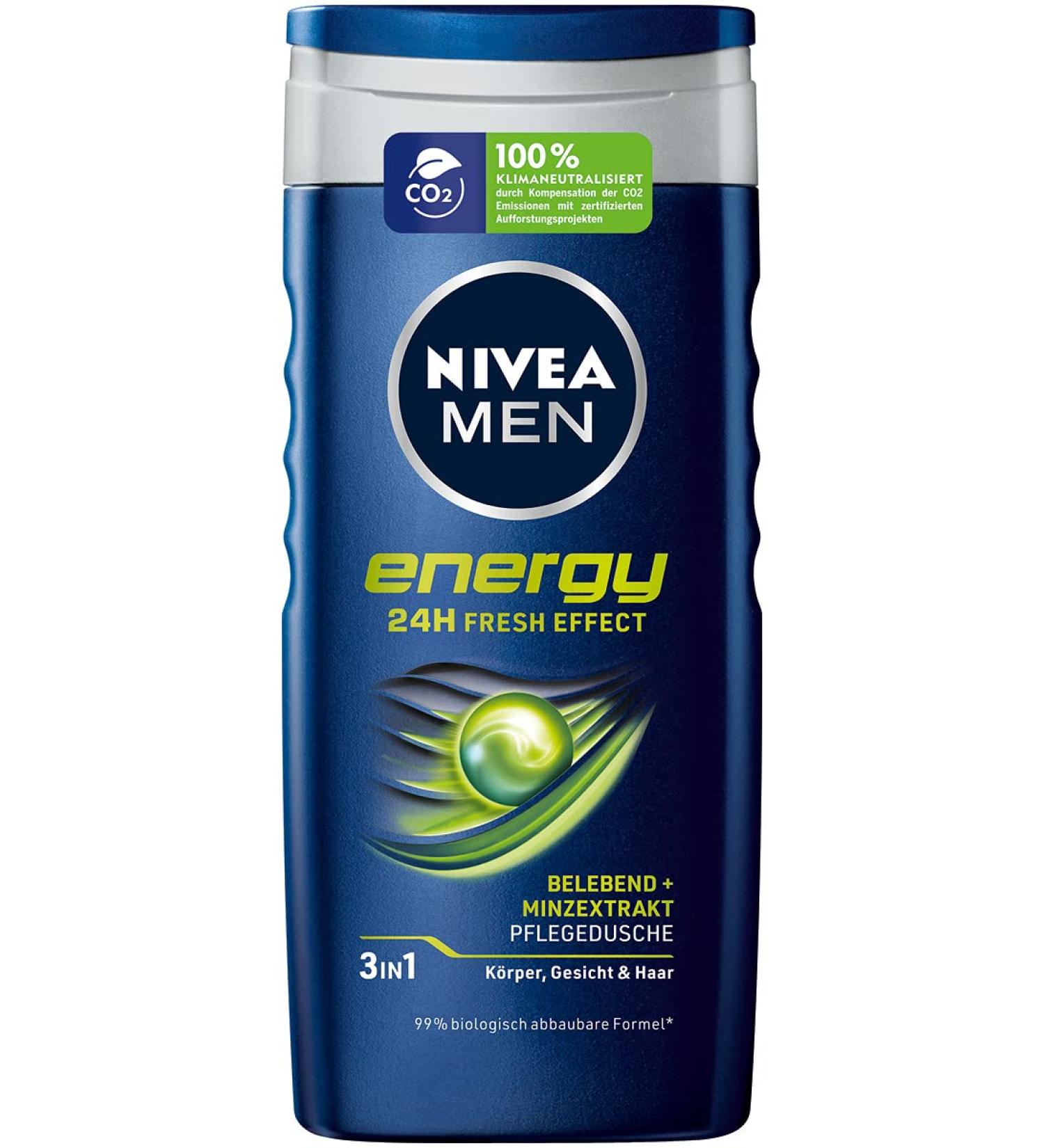 Nivea Men Energy Shower Gel 250ml - Biodegradable Formula - Buy Online on GoSupps.com