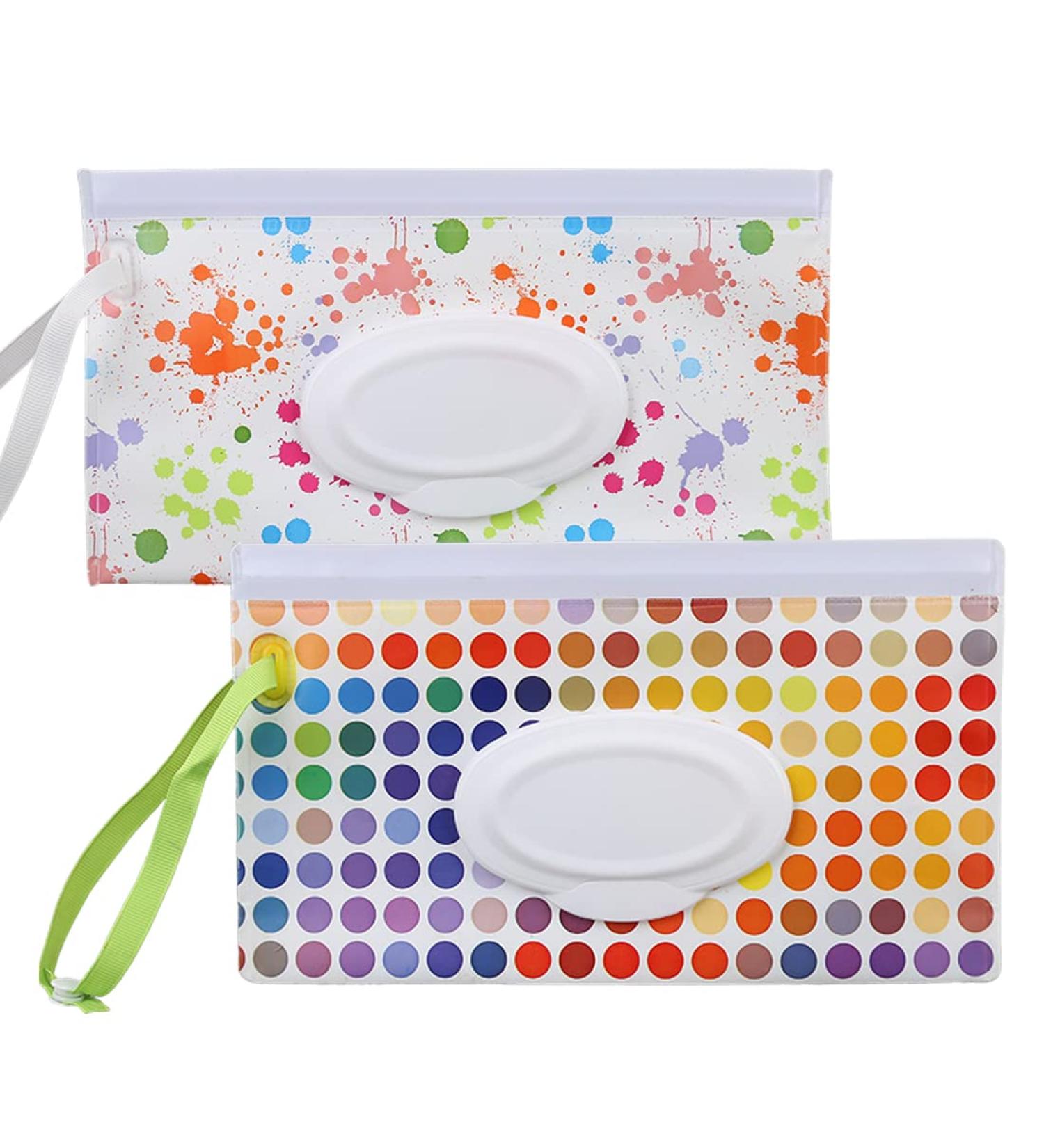 Plabbdpl Wet Wipes Bag - 2 Pack Reusable Pocket for On-the-Go Baby Wipes | Portable Wet Wipes Holder for Easy Dispensation - Buy Online on GoSupps.com