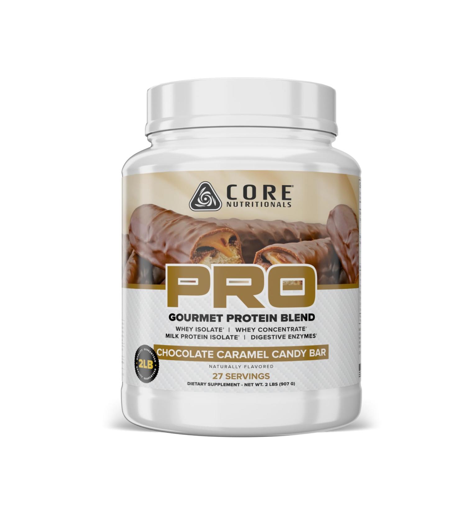 Core Nutritionals Pro Sustained Release Whey Protein Blend | with Digestive Enzymes | 25g Protein 2g Carbs | No Fillers | 2 Pound (Chocolate Caramel Candy Bar) - Buy Online on GoSupps.com
