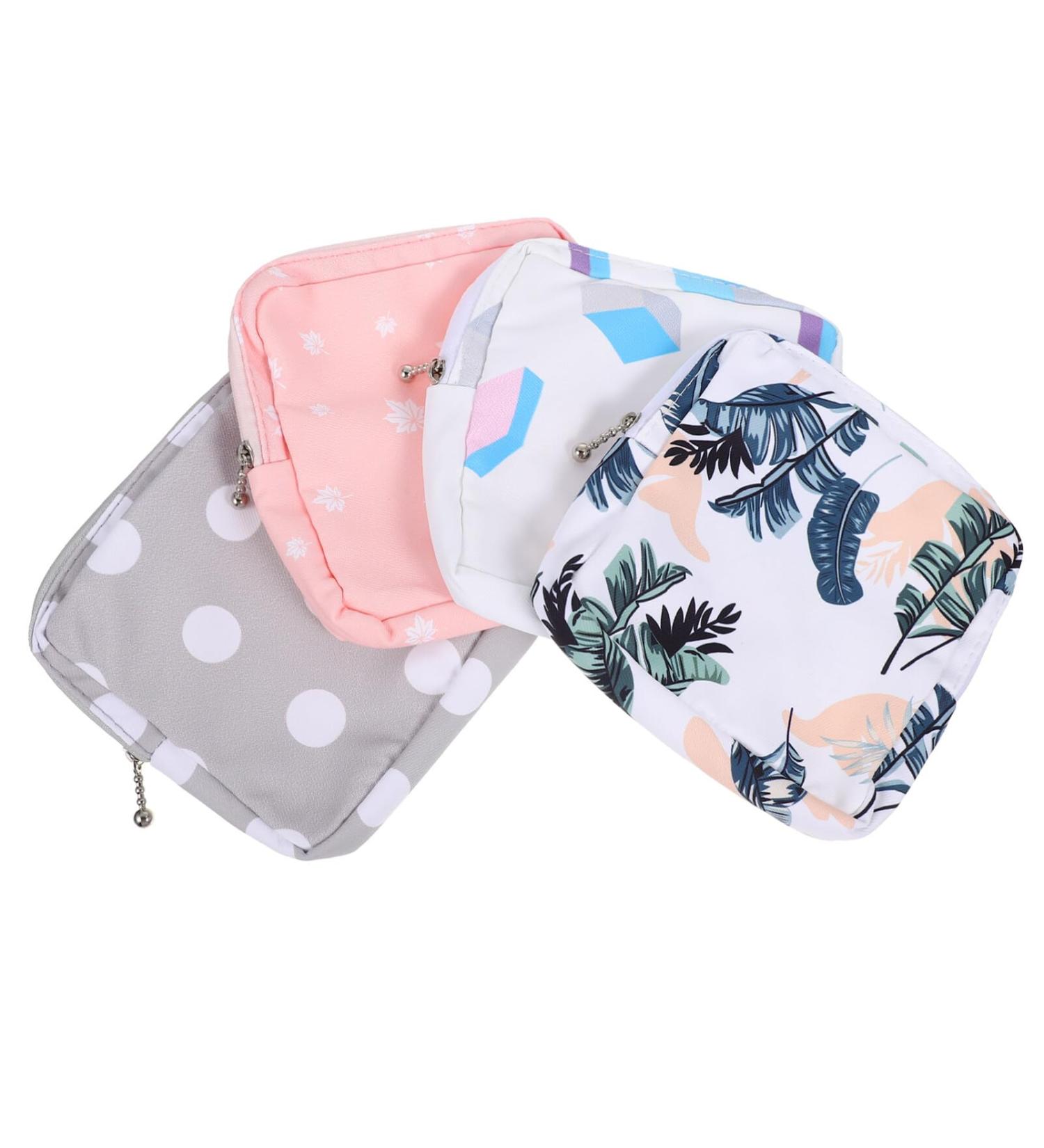 Gleavi 4-Piece Women's Binding Bags | Blumen Makeup & Lipstick Holder Set | Portable Period & Makeup Bags | Stylish Accessories 15x15x4cm - Buy Online on GoSupps.com