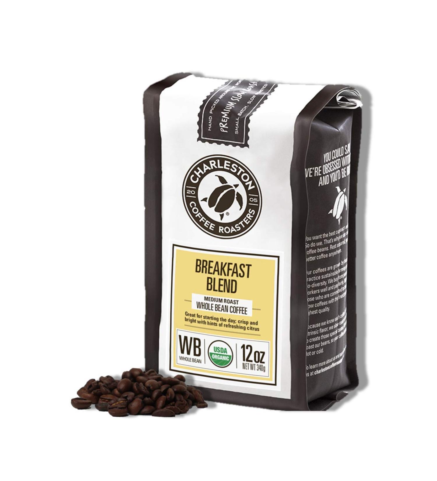 Charleston Coffee Roasters Organic Whole Bean Breakfast Blend - 12oz Premium Slow Roast - Buy Online on GoSupps.com