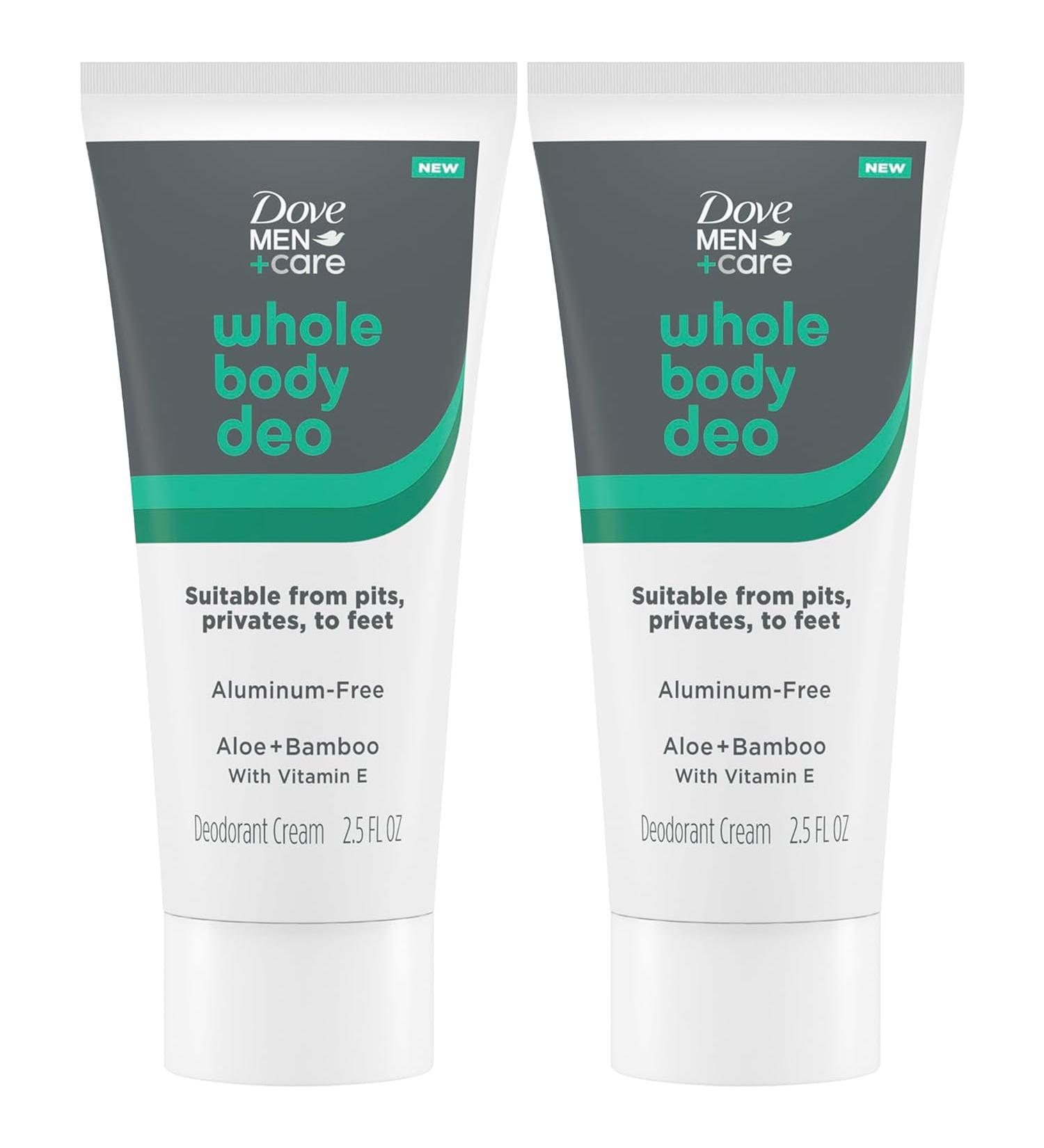 Dove Men+Care Whole Body Deo Aluminum-Free Deodorant Cream Aloe + Bamboo Suitable from Pits Privates to Feet 2.5 fl oz (Pack of 2) - Buy Online on GoSupps.com