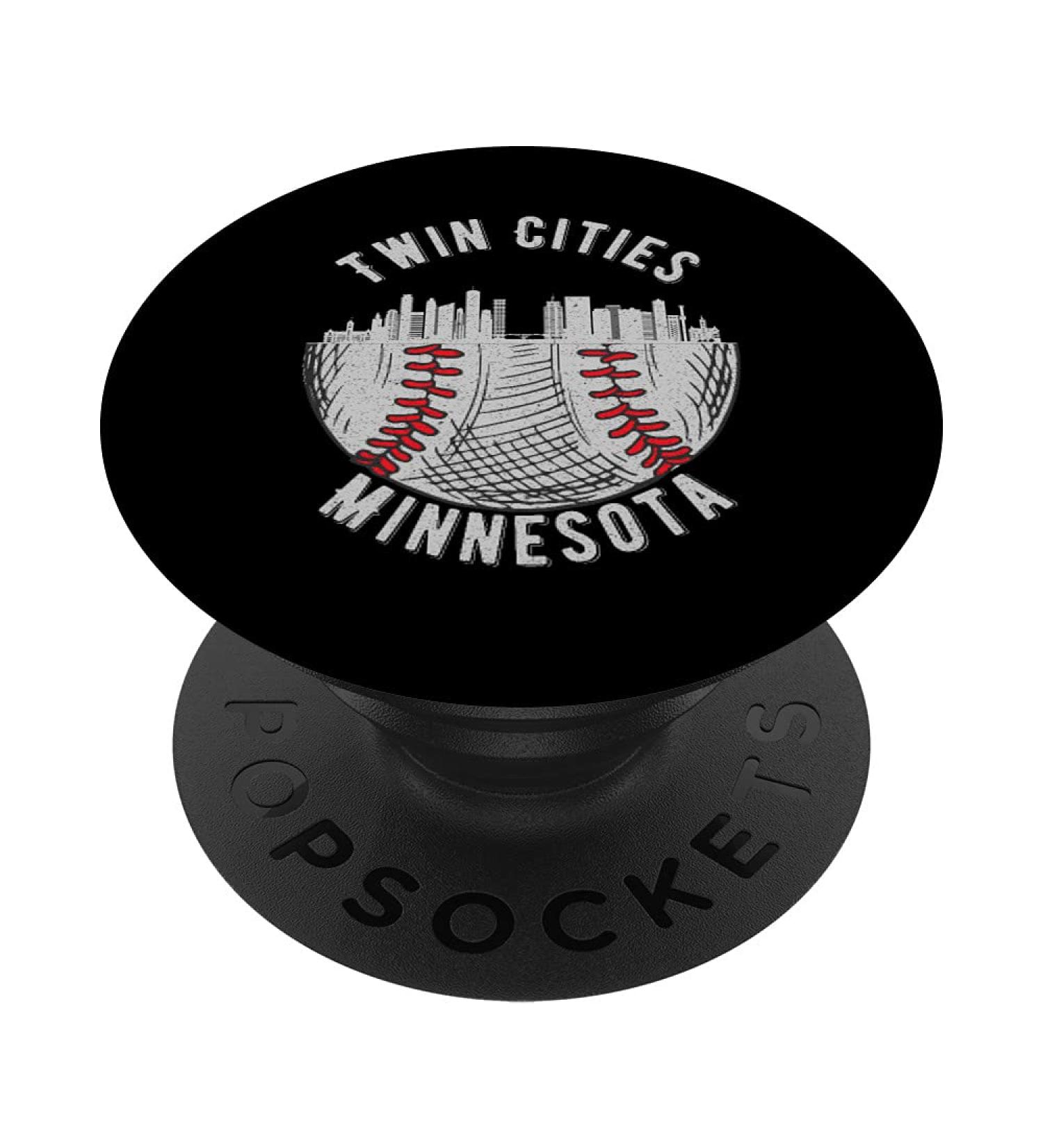 Cool Twin Cities Minnesota MN Baseball Skyline St. Paul-MPLS PopSockets Swappable PopGrip Black - Buy Online on GoSupps.com