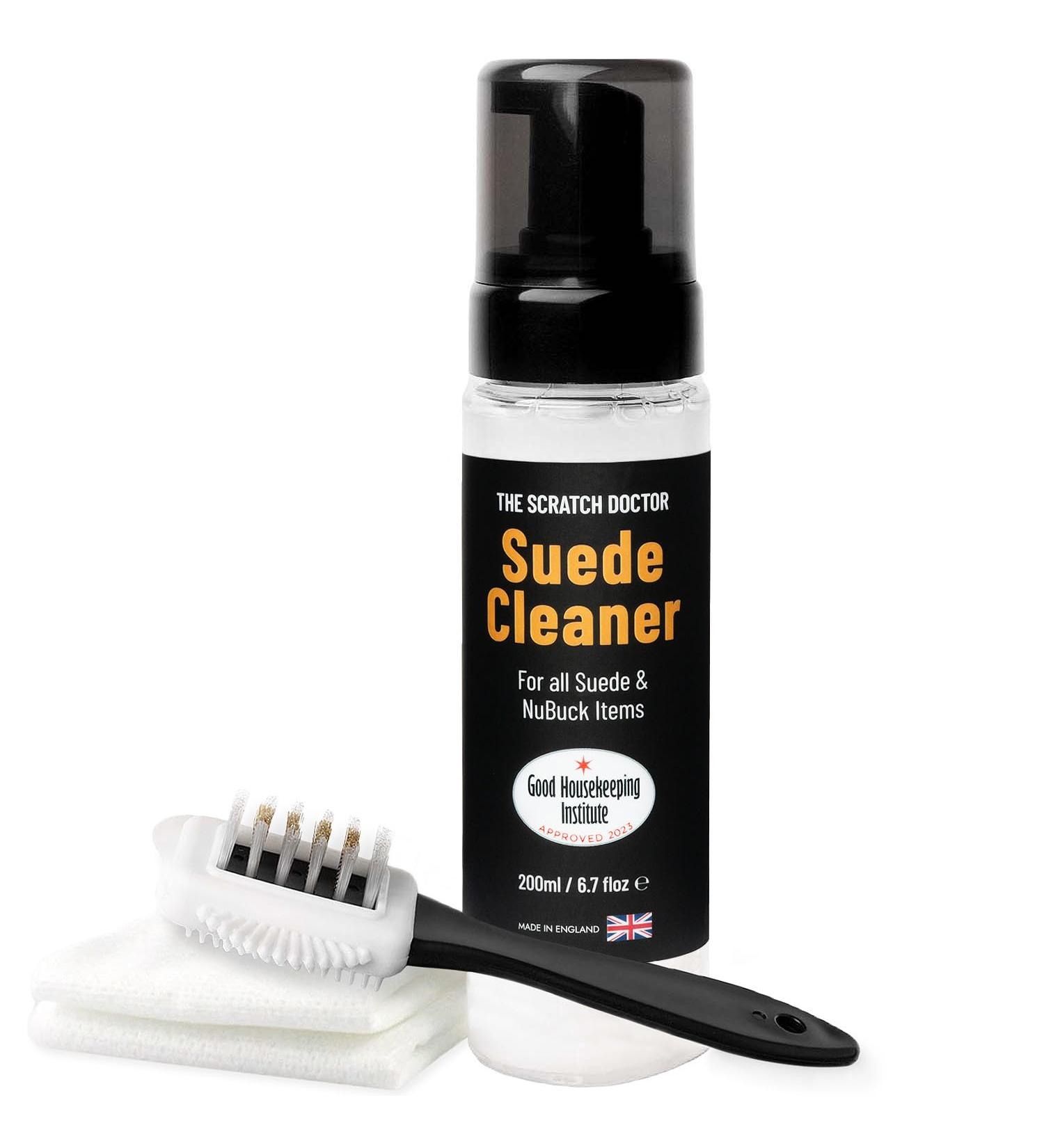The Leather Clinic Suede & Nubuck Foam Cleaner 200ml - Professional Shoe Cleaner with Wire Brush & Cleaning Cloth - Buy Online on GoSupps.com