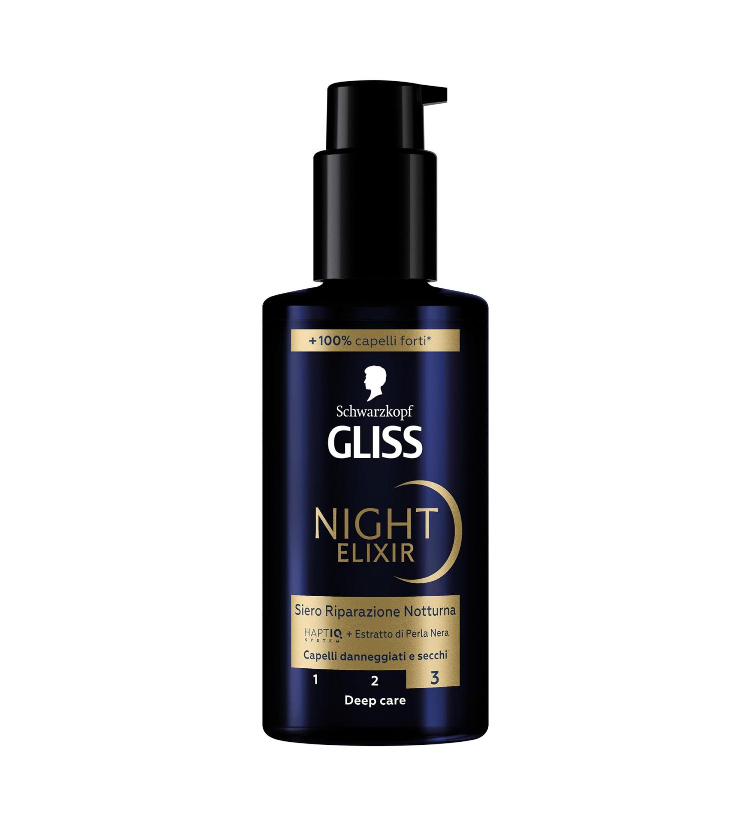 Schwarzkopf Gliss Night Elixir Overnight Repair Serum 100 ml hair serum with HAPTIQ system and black pearl extract products for damaged and dry hair - Buy Online on GoSupps.com