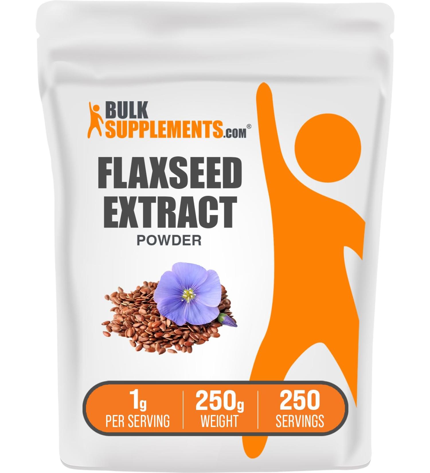 BulkSupplements.com Flaxseed Extract Powder - Omega-3 Supplement Flaxseed Powder - Vegan & Gluten Free 1g per Serving 250g (8.8 oz) (Pack of 1) 8.82 Ounce (Pack of 1) - Buy Online on GoSupps.com
