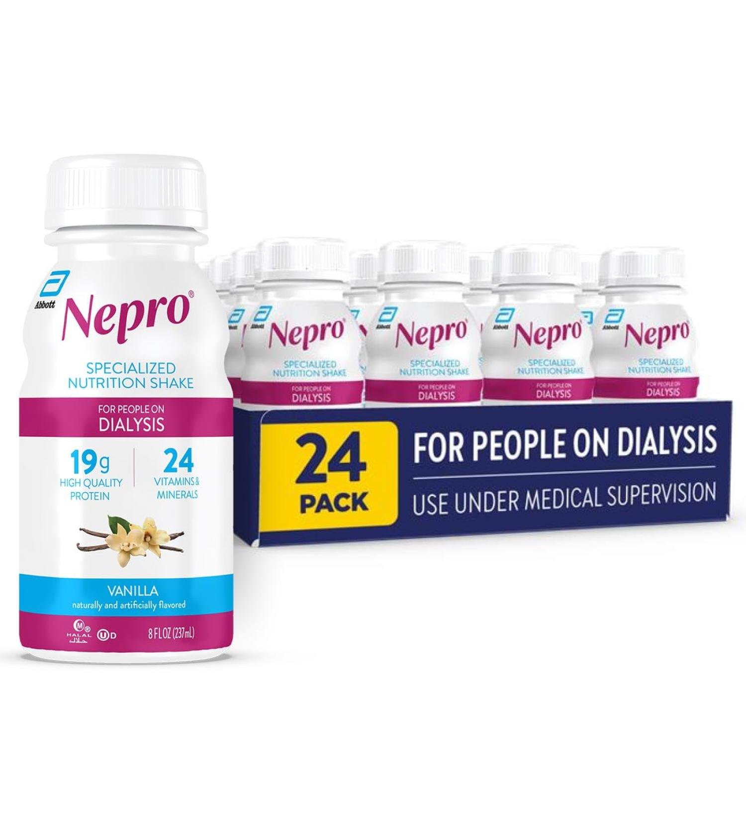 Nepro Nutrition Shake for People on Dialysis 19g Protein 420 Calories Vanilla 8 fl oz Pack of 24 Vanilla 192 Fl Oz (Pack of 1) - Buy Online on GoSupps.com