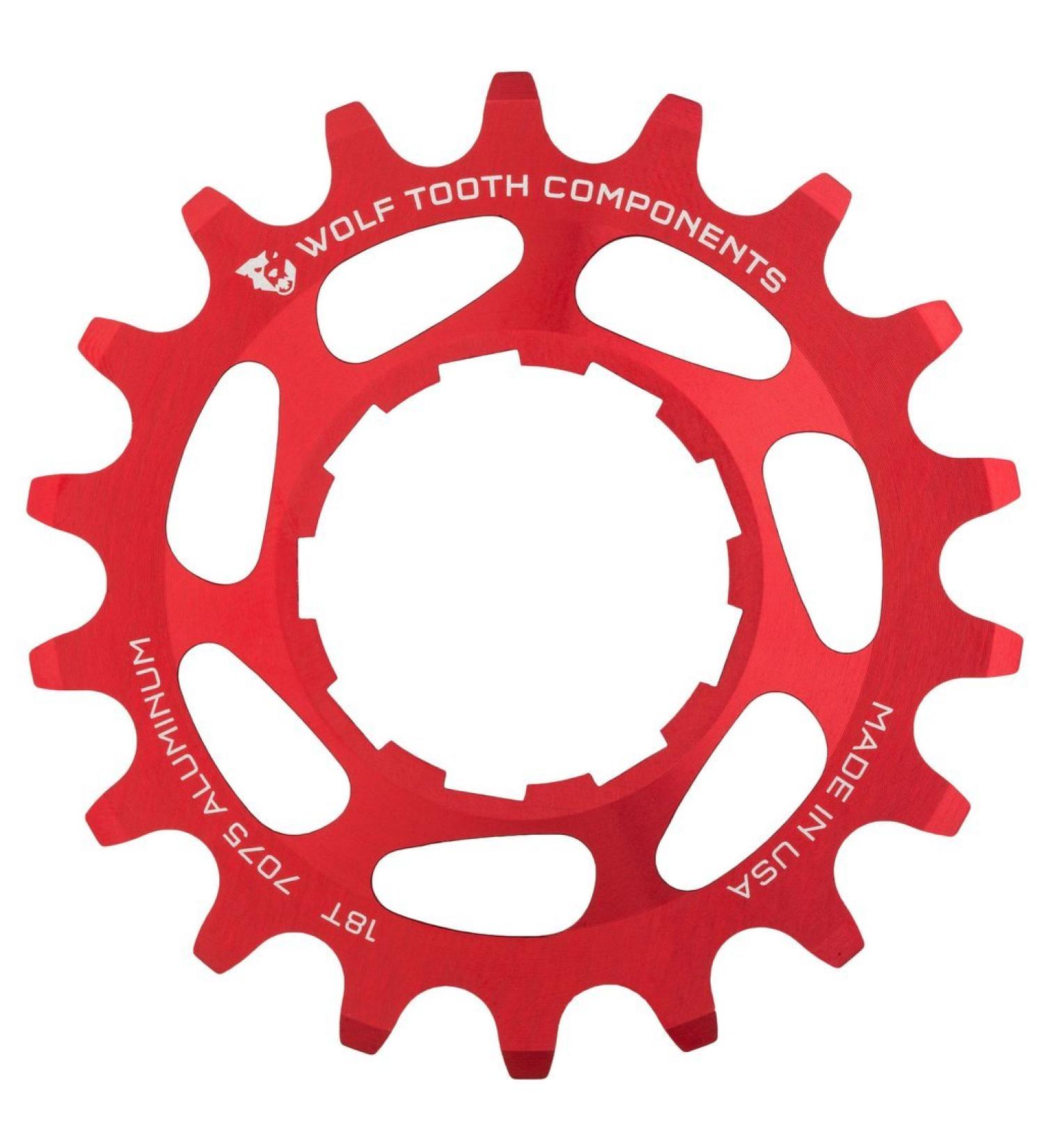 Wolf Tooth CNC Machined Aluminum Singlespeed Cogs in Colors Red 18t
