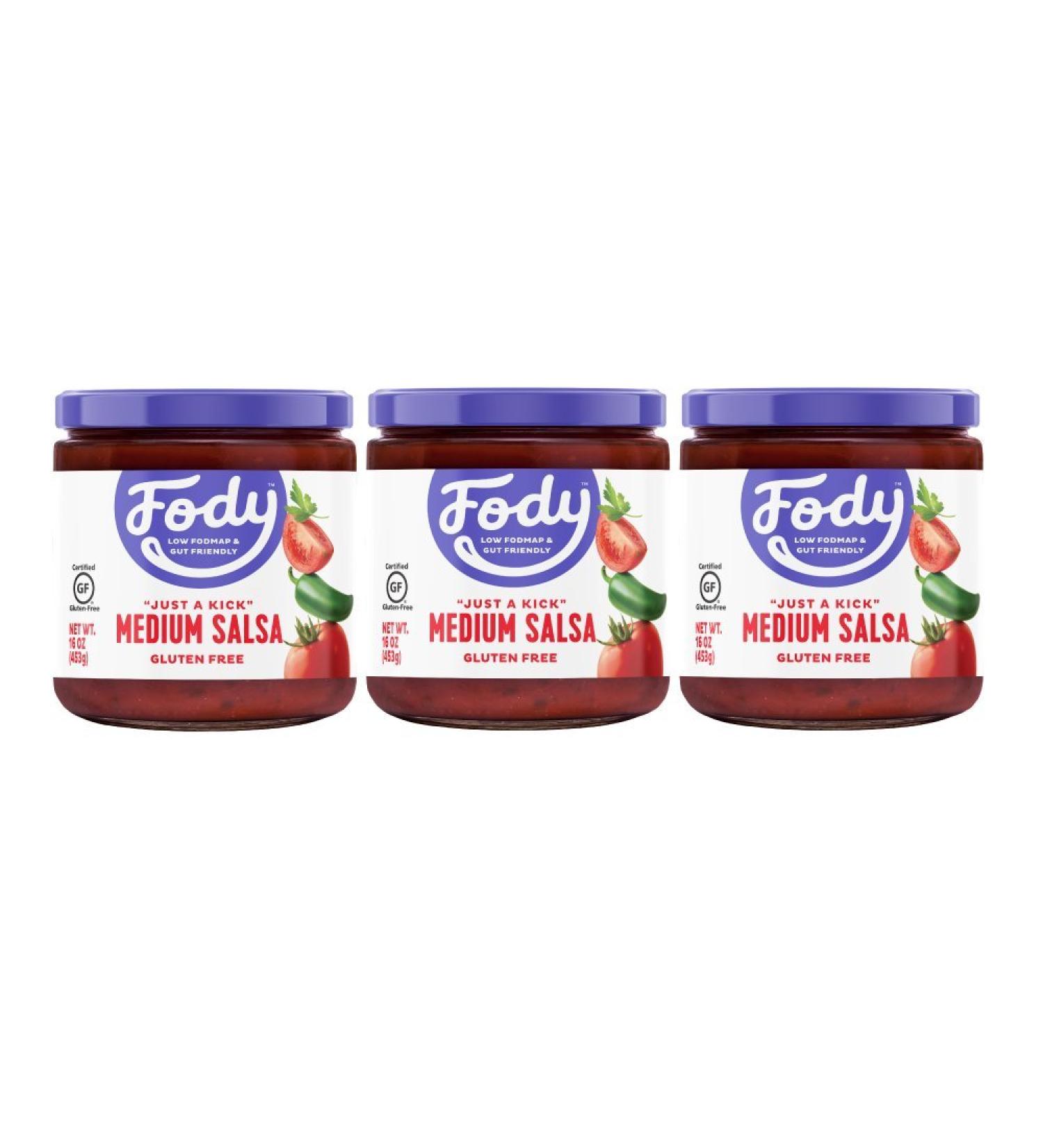 Fody Foods Vegan Medium Salsa Pack - Low FODMAP, Gluten Free, IBS Friendly | 3 Jars, 16 oz - Buy Online on GoSupps.com