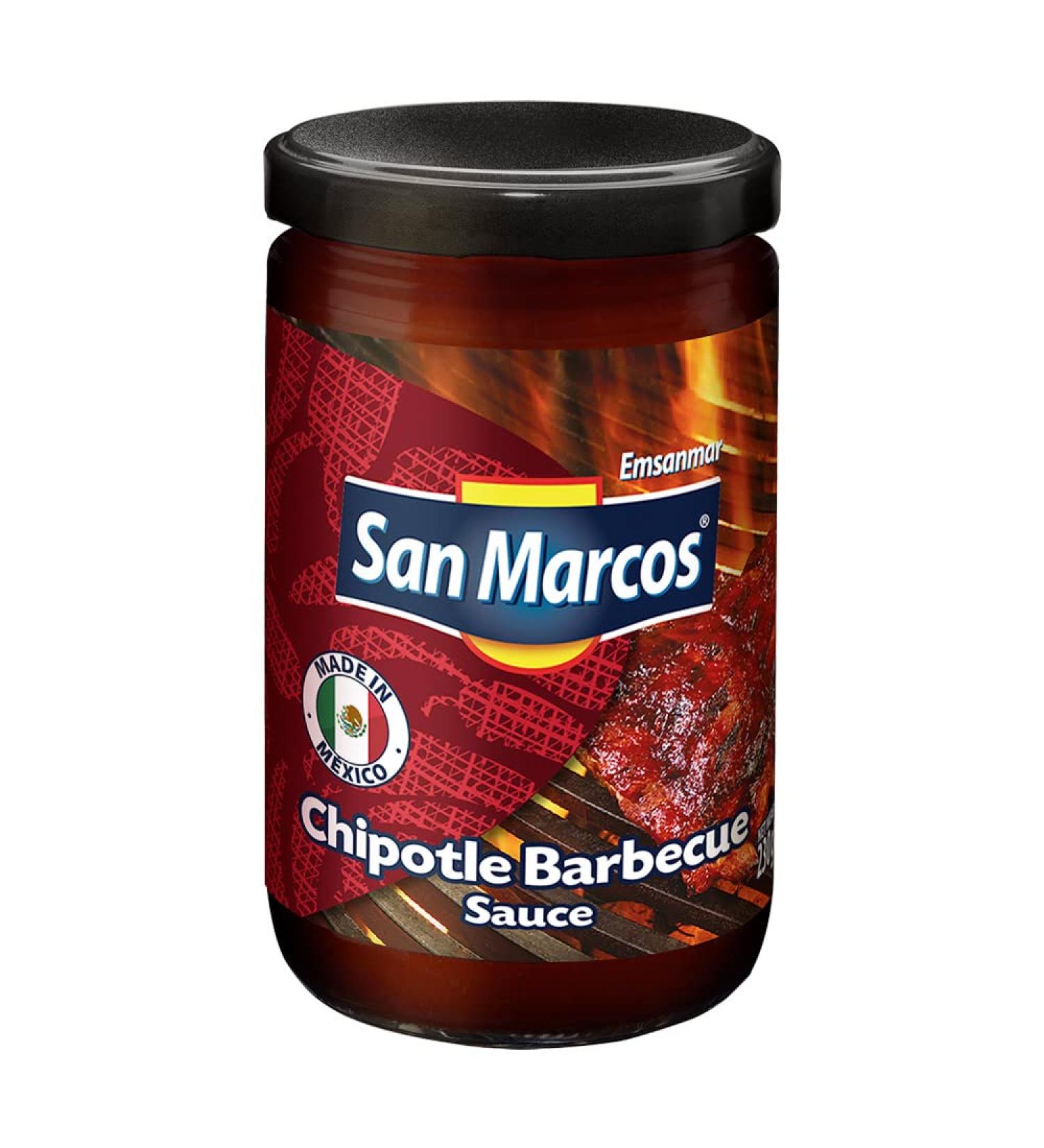 San Marcos BBQ with Chipotle 6 x 230g Case/Mexican Barbeque Sauce with Chipotle Peppers Hot Chipotle BBQ Salsa Dip Wholesale Pack - Buy Online on GoSupps.com