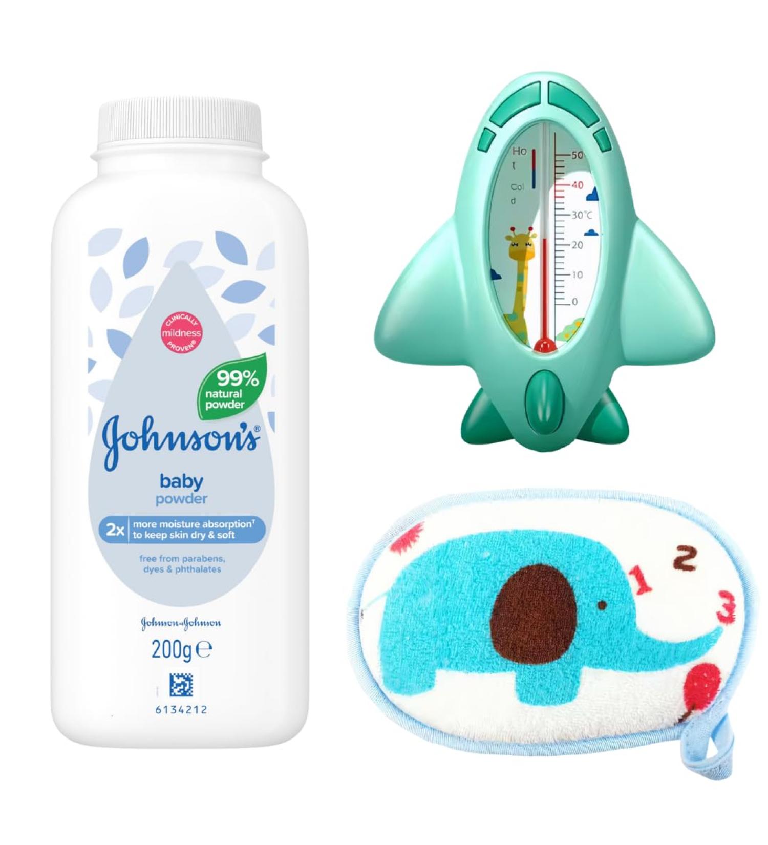 Mysterial Ensemble de produits essentiels pour b b : poudre pour b b 200 g thermom tre de bain temp rature de l'eau et ponge de bain naturelle pour b b Ensemble de bain pour nouveau-n  - Buy Online on GoSupps.com