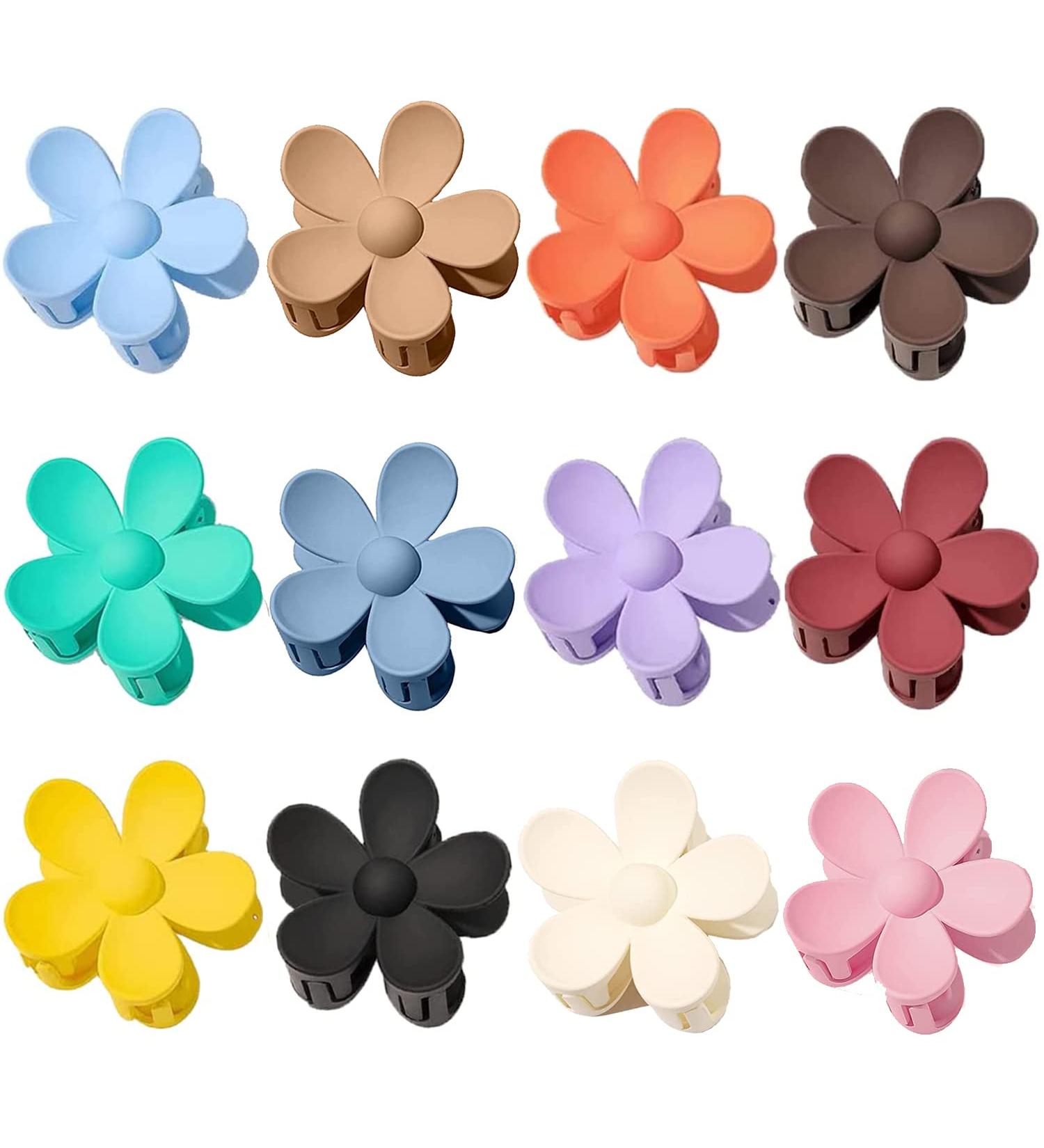 6 Pcs Flower Claw Clips for Women Girls - Non Slip Matte Big Hair Claw Clips - Strong Hold Hair Catch Clamps - Headwear Accessories - 12Pcs Multicolor-A - Buy Online on GoSupps.com