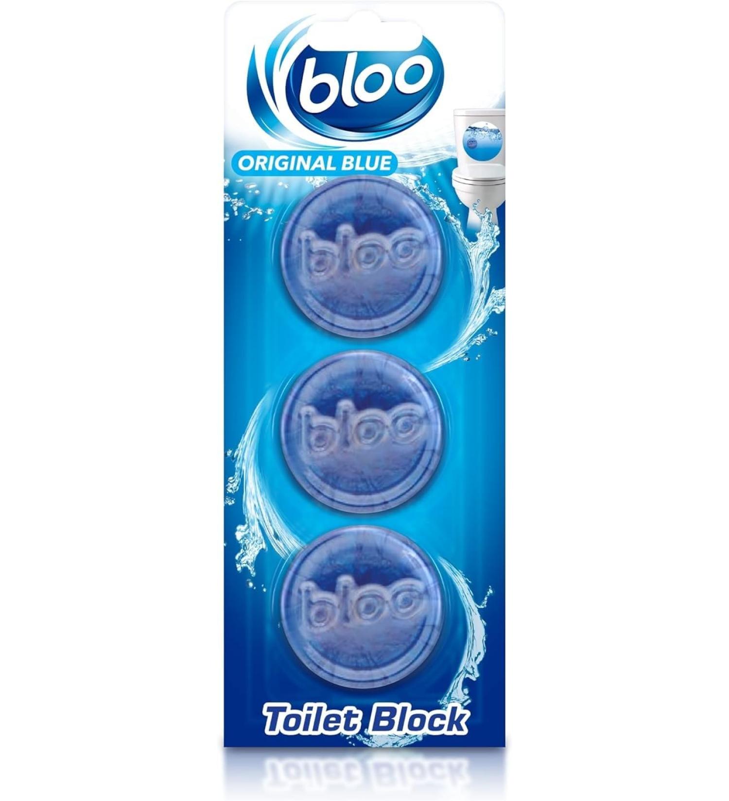 Bloo In-Cistern Twin Blocks Blue Original - 3 Pack, Anti-Limescale Cleaning & Long-Lasting Foaming Action - Buy Online on GoSupps.com