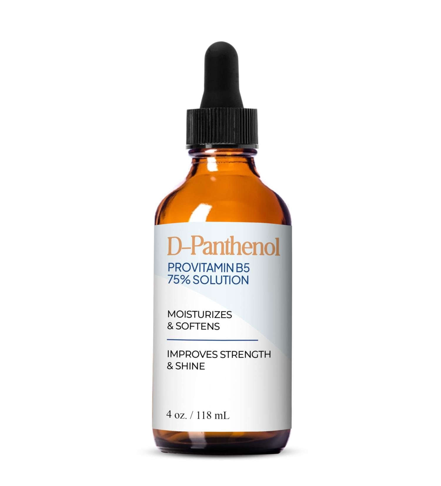 D-Panthenol Liquid 75% Provitamin B5 Solution (4 oz / 118 mL) Provitamin B5 (D-Panthenol) 75% Solution for Skin Hair and Cosmetic Formulations Moisturizing Ingredient by Talsen Chemicals - Buy Online on GoSupps.com