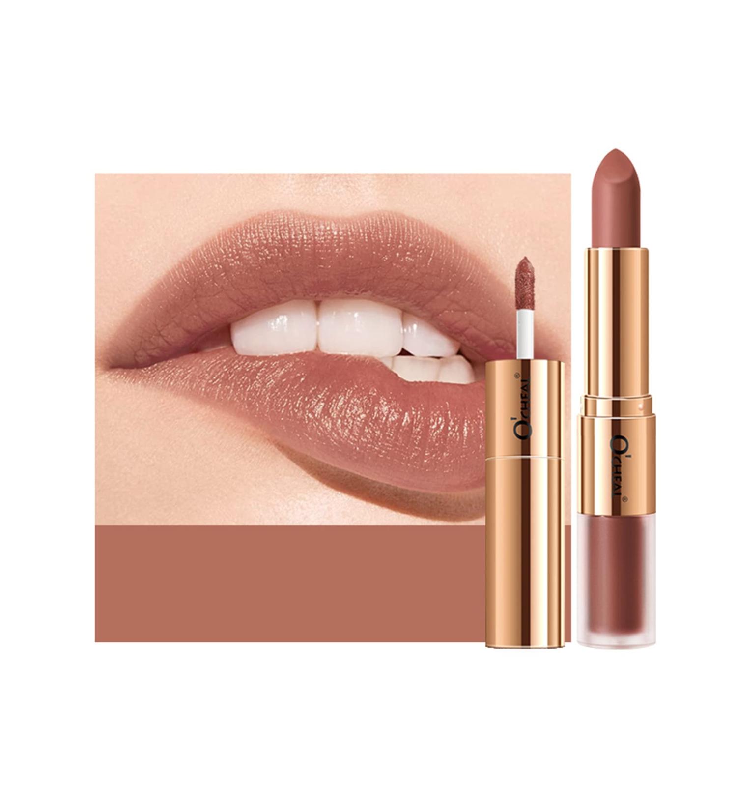 KUAILEGO Rose Gold 2-in-1 Matte & Liquid Lipstick - Full Color Gloss, Long Wear, Waterproof (04) - Buy Online on GoSupps.com