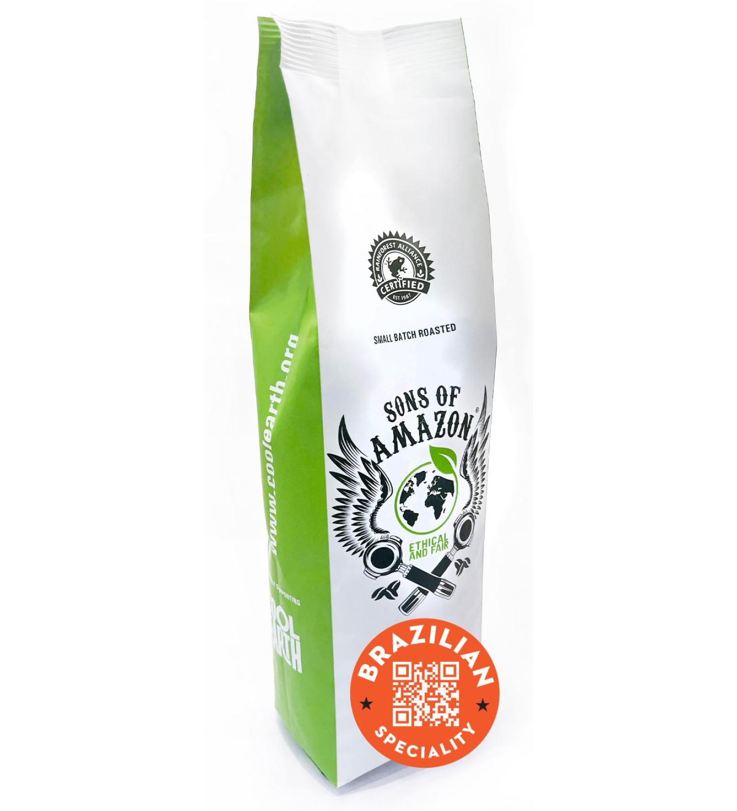 Sons of Amazon 500g Brazilian Speciality Organic Coffee - Whole Beans - Buy Online on GoSupps.com