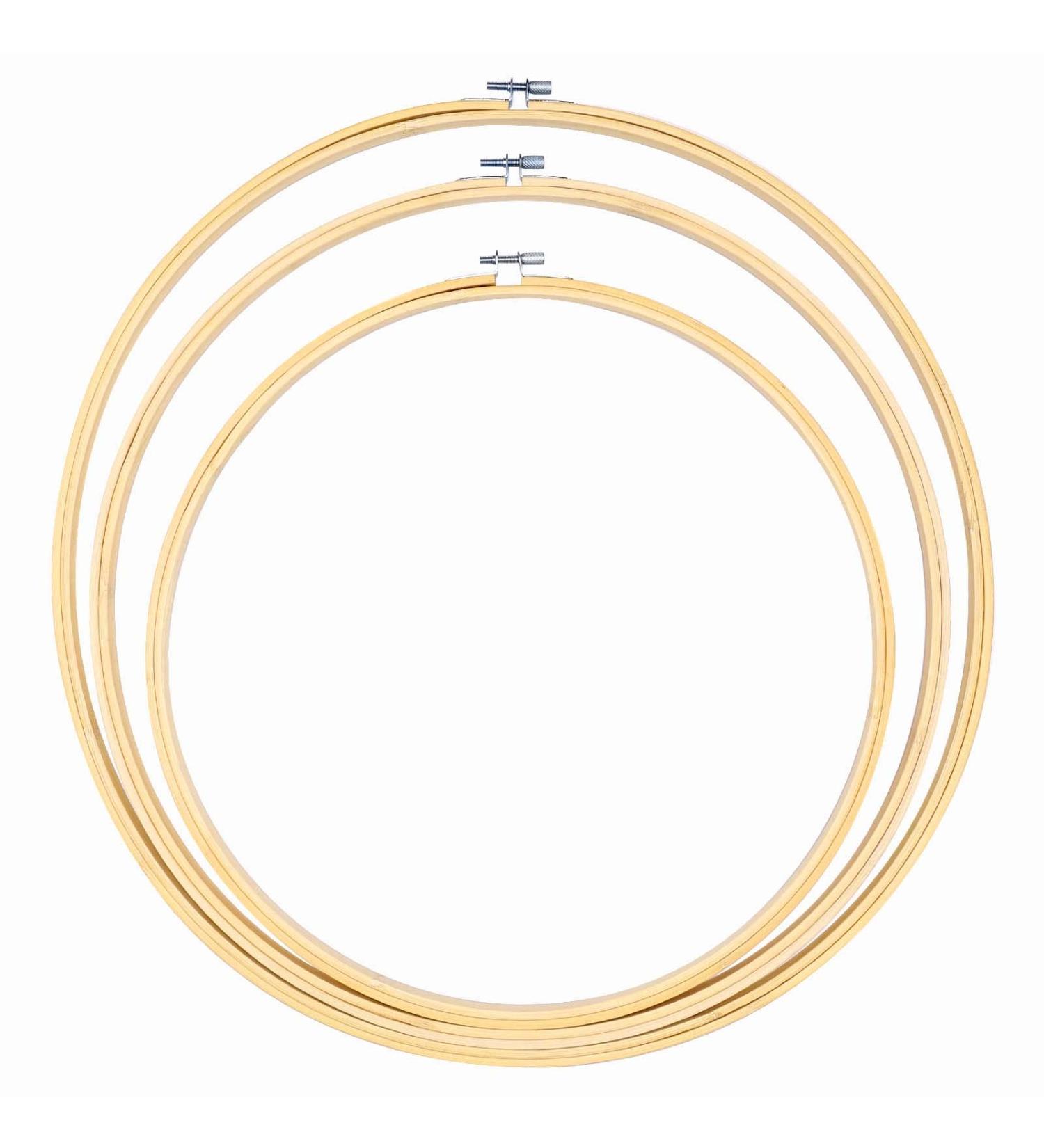 Caydo 3-Piece Large Round Embroidery Hoops Kit - Bamboo Cross Stitch Hoop Ring Set for Art, Craft, Sewing, Wedding Wreath, Dream Catcher, Wall Decor - 14/16/18 Inch - Buy Online on GoSupps.com