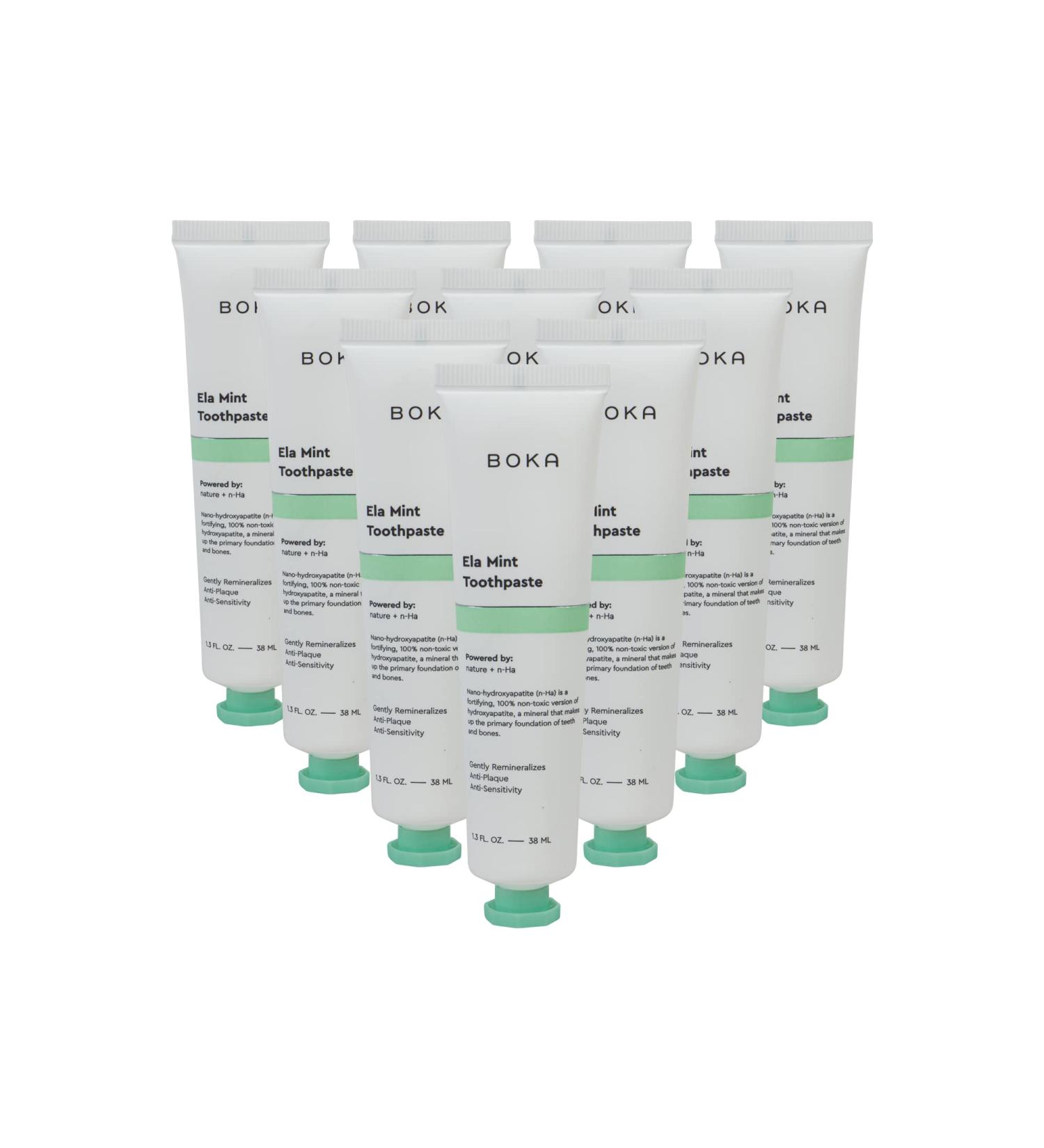 Boka Ela Mint Natural Toothpaste Nano-Hydroxyapatite for Remineralizing Sensitivity and Whitening Fluoride-Free Dentist Recommended for Kids and Adults Made in USA 1.3oz (Pack of 10) - Buy Online on GoSupps.com