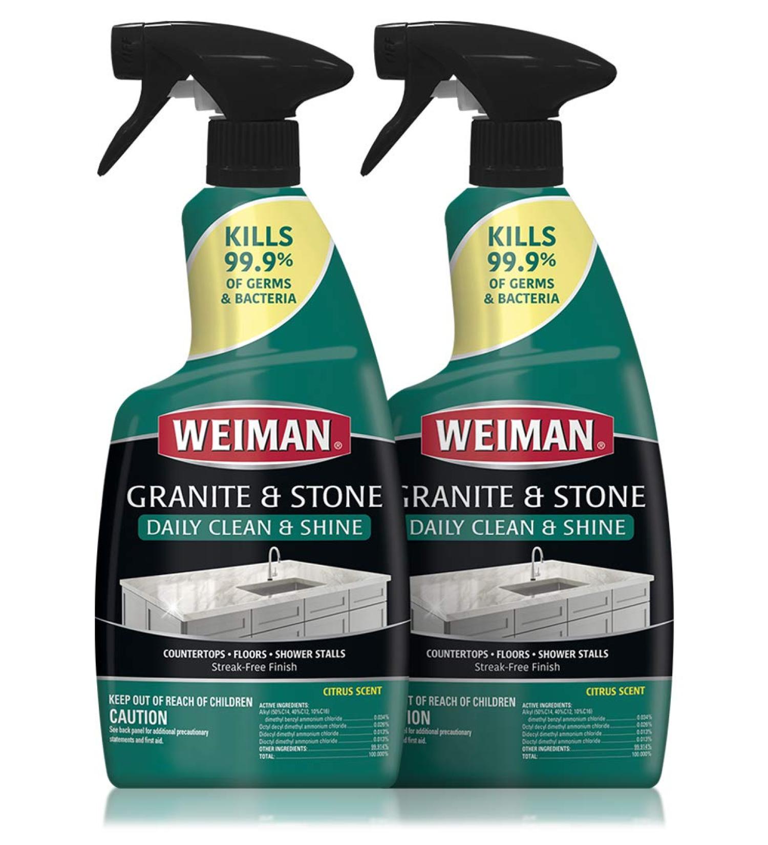 Weiman Disinfectant Granite Daily Clean & Shine 32oz (2 Pack) - Safely Clean, Disinfect & Shine Granite, Marble, Quartz & More - 2 Pack of 32 Fl Oz - Buy Online on GoSupps.com
