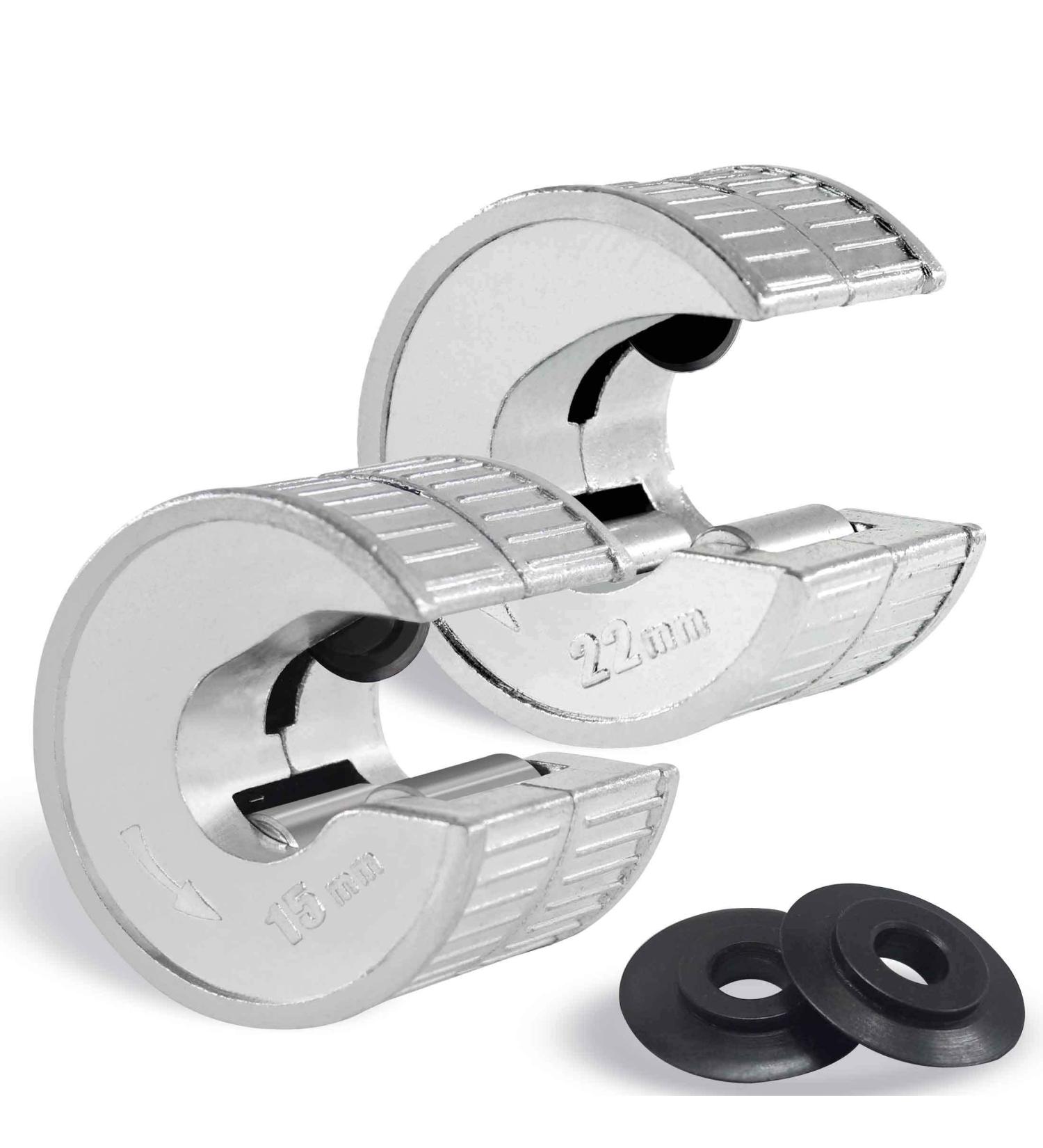 HAUTMEC Sturdy Plumbing Auto Cut Tube Cutter Set Twin Pack 15 & 22mm Pipe Slice with 2 Spare Pipe Cutting Wheel Blades PL7261701 - Buy Online on GoSupps.com