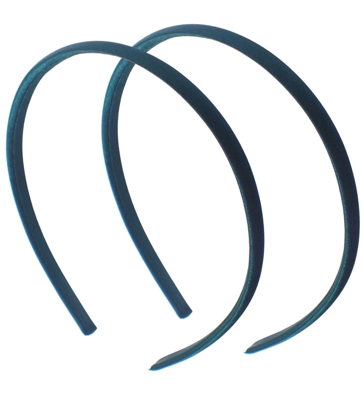 Topkids Accessories 2x Thin Satin Hair Bands Headbands Alice Bands Girls Women Kids Hairband Head Band Adult Party Bag Fillers Bridesmaid Festival 1cm 0.4" (Bottle Green) - Buy Online on GoSupps.com