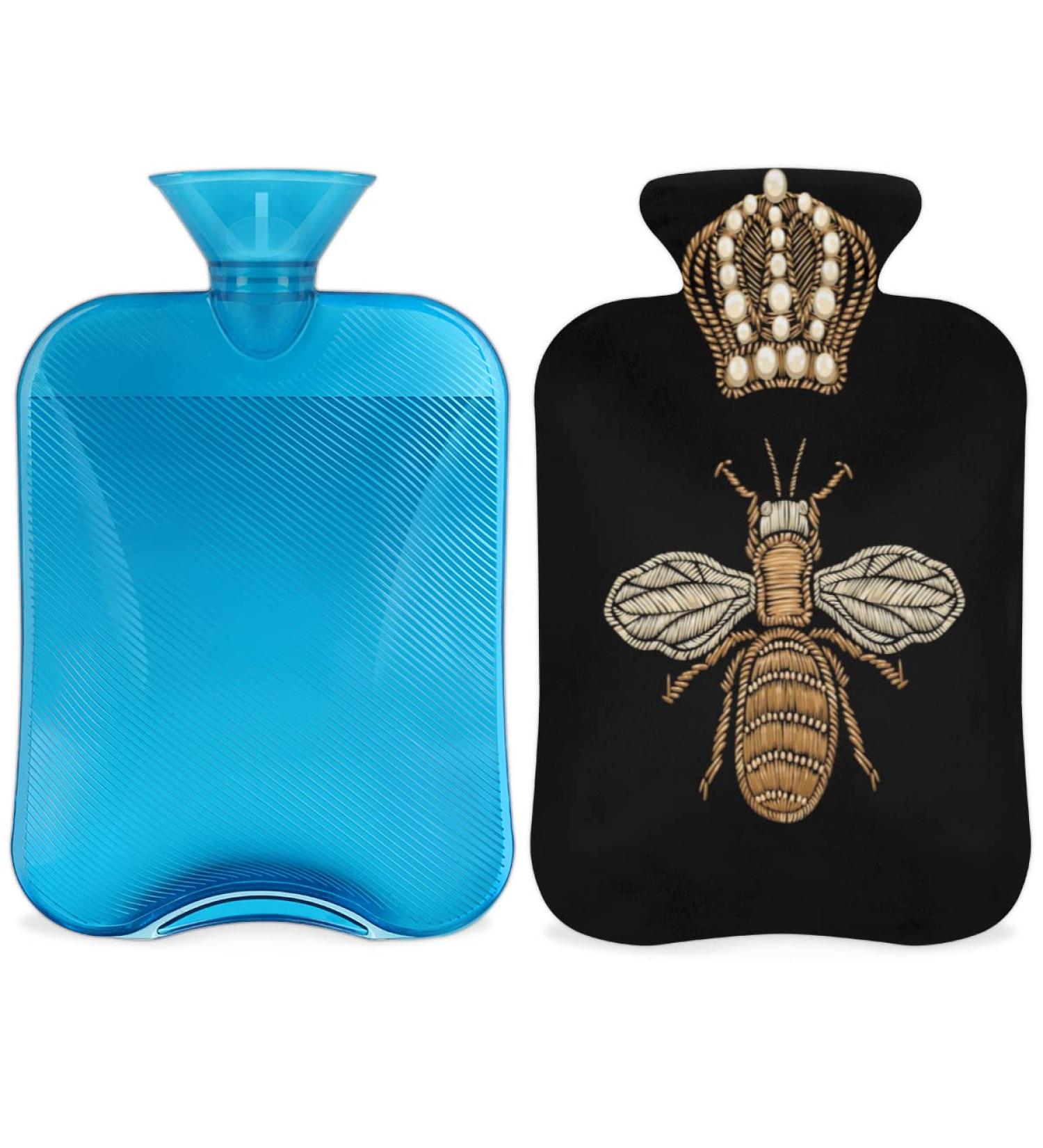 Cozy Bee Pattern Heat Bottle | 2L Water Bag for Pain Relief - Fluffy Cover for Comfort - Buy Online on GoSupps.com
