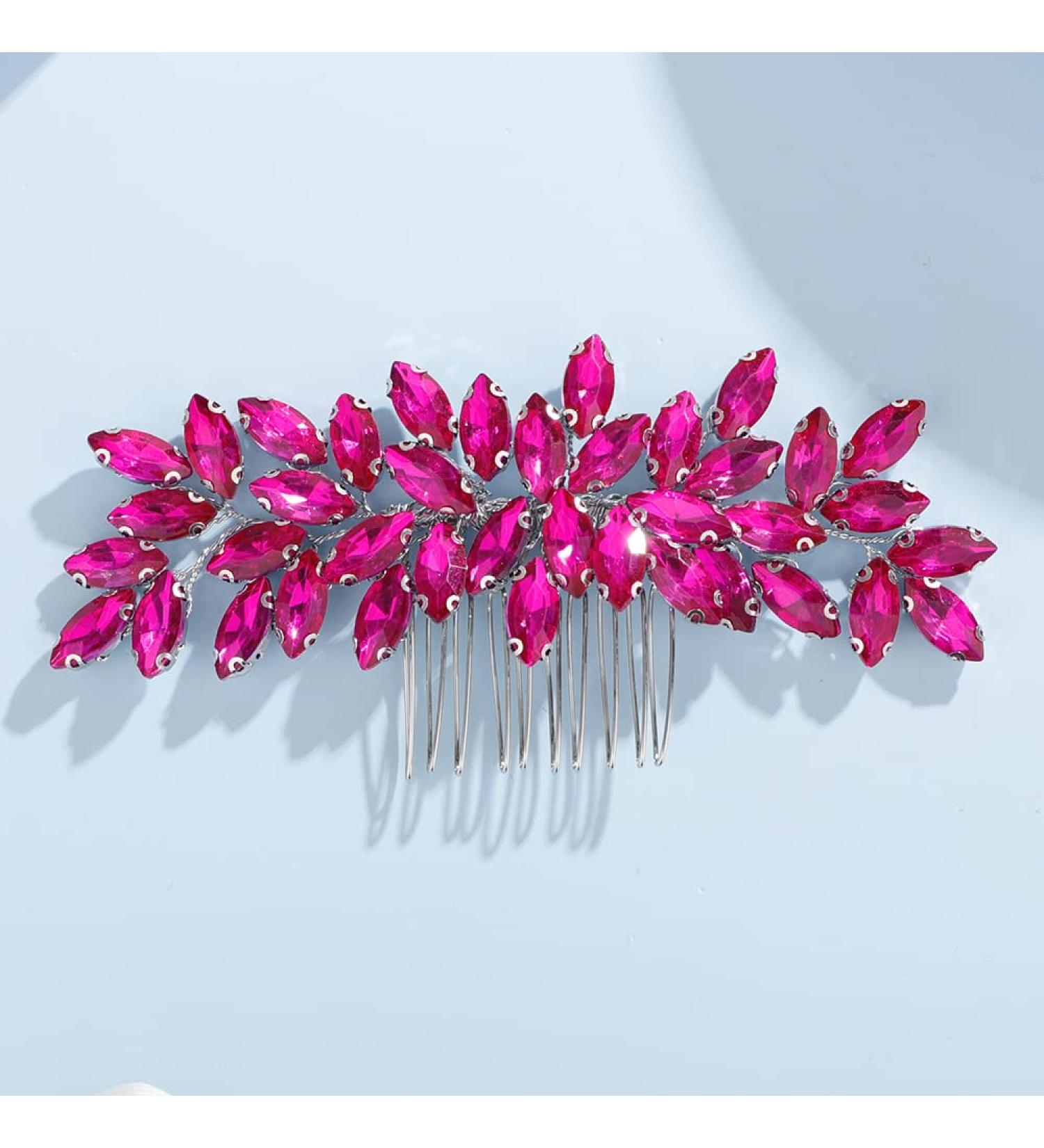 Rose Red Rhinestone Bridal Hair Comb - Teyglen Dainty Wedding Accessories - Buy Online on GoSupps.com