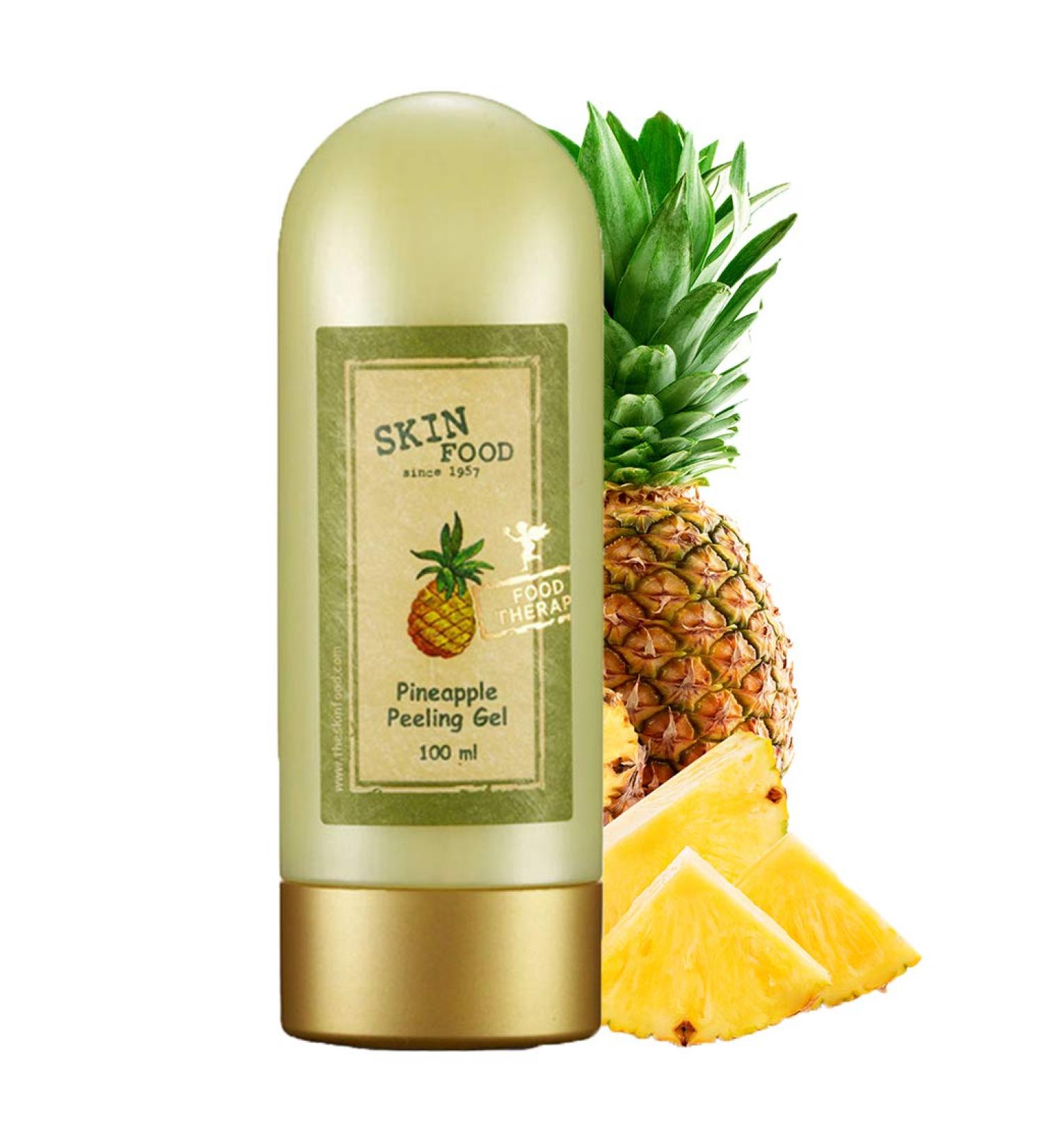 SKINFOOD Pineapple Peeling Gel 3.38 fl.oz. (100ml) - Pineapple & Aloe AHA Deep Facial Exfoliating Gel, Eliminates Sebum, Skin Clear and Blemish-Free - Dead Skin Remover for Face - Facial Peel