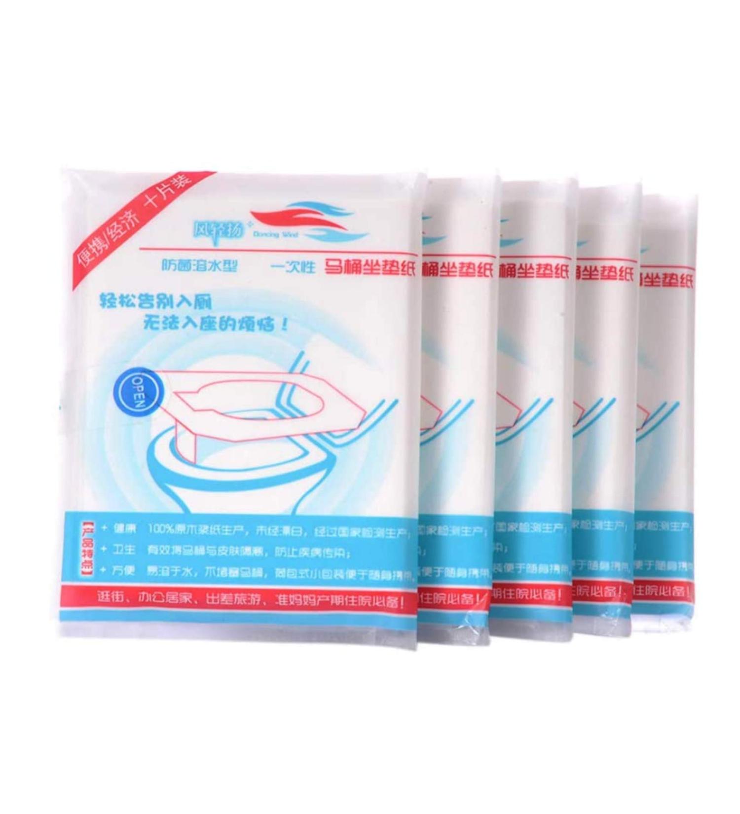 Bathroom Decor - 10pcs Toilet Seat Covers Paper Travel Biodegradable Disposable Sanitary