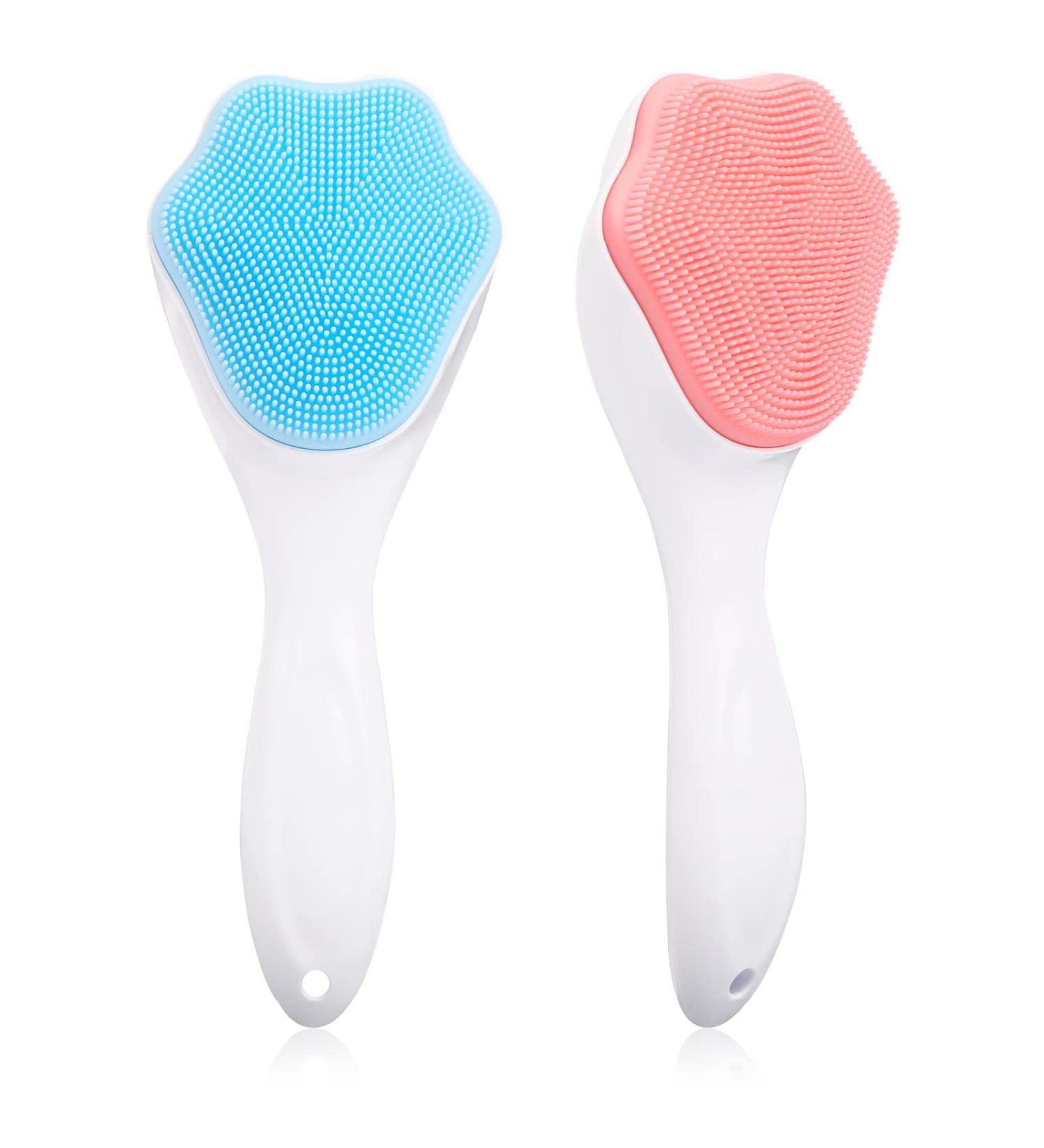 Silicone Face Scrubber Exfoliating Brush 2 Pack - Gentle Manual Facial Cleansing & Blackhead Scrubber for Deep Skin Pore Cleansing - Buy Online on GoSupps.com