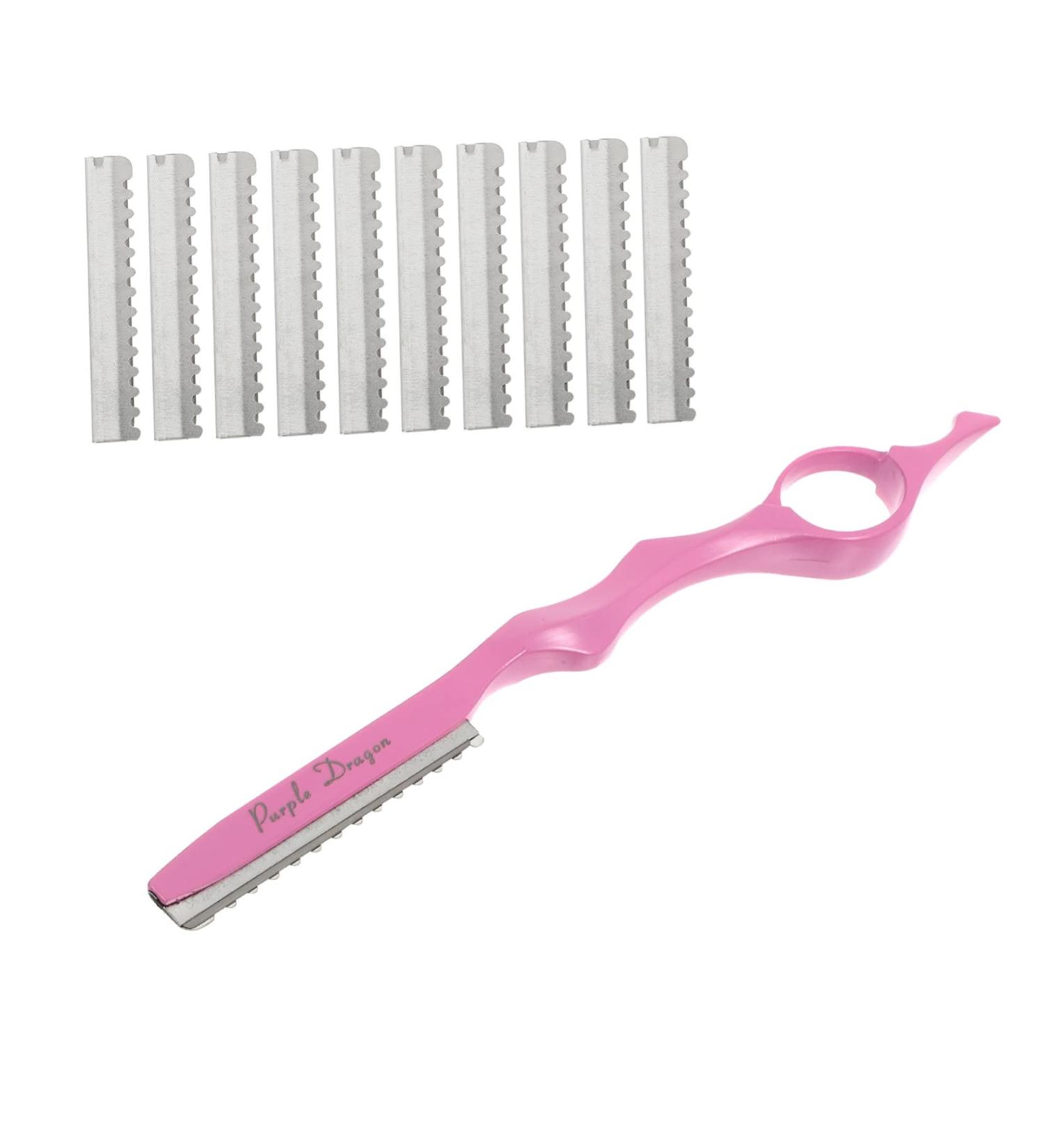 Minkissy 11-Part Hair Cutting Tool Holder & Thinning Razor Set - Pink Salon Hairdresser Styling Tools - Buy Online on GoSupps.com