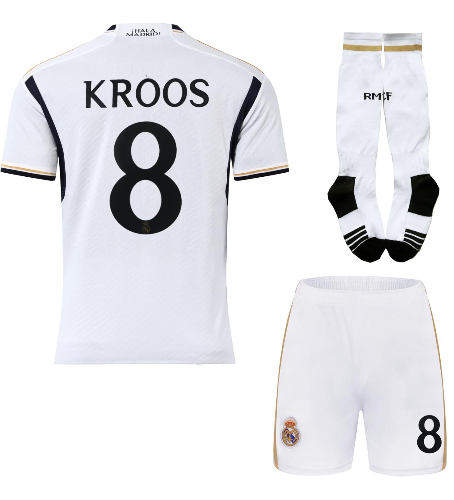 Buy PraiseLight R. Madrid Toni Kroos #8 Kids Jersey 2023/2024 - Youth Soccer Shorts & Socks Set (Size 26 8-9 yrs) - International Shipping Available - Buy Online on GoSupps.com