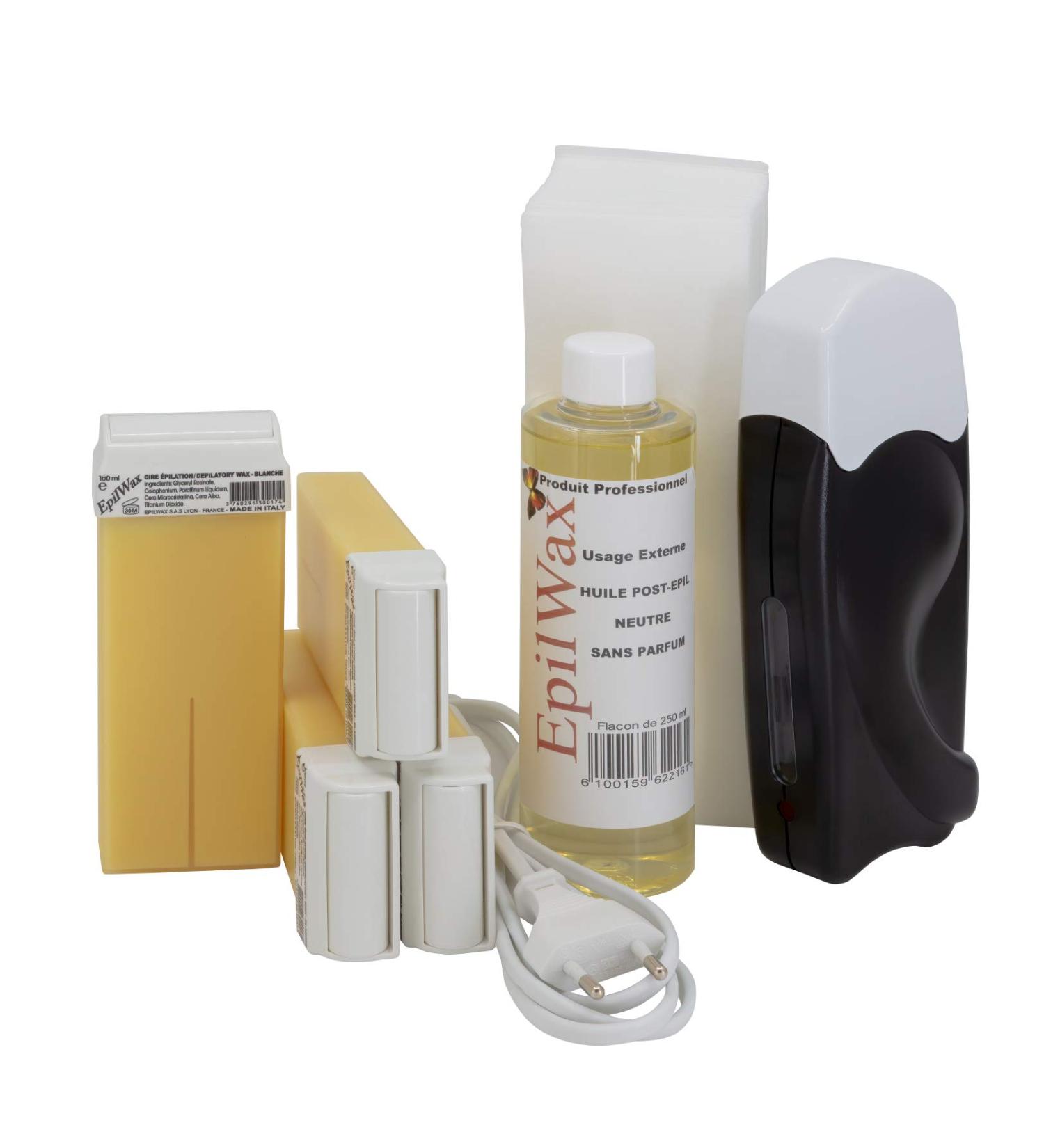 EpilWax Complete Hair Removal Waxing Kit - Vanilla Scented | Roll-on Cartridges, Wax Heater, Strips & Oil | Easy at-home Hair Removal Solution - Buy Online on GoSupps.com