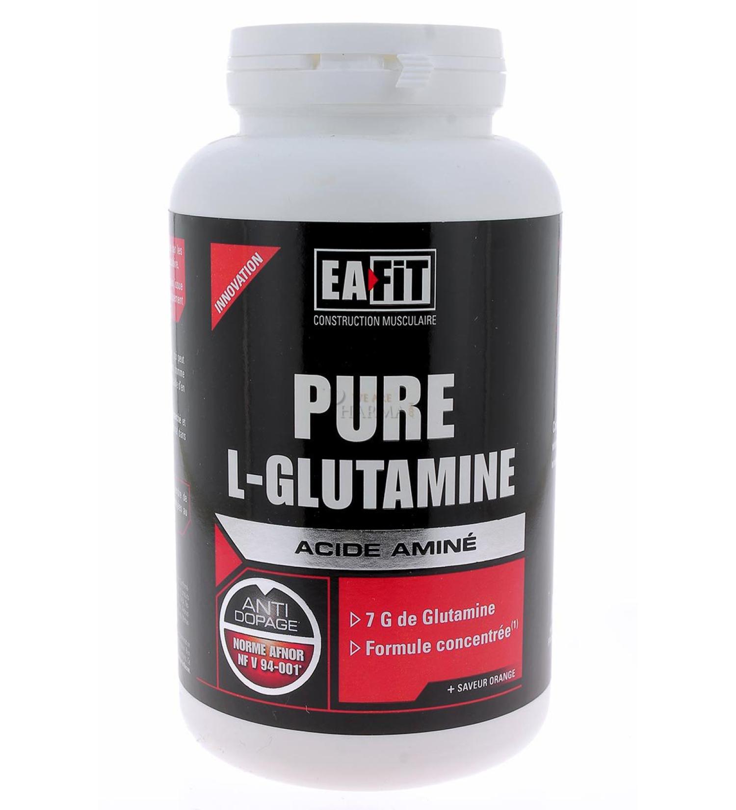 Pure L-Glutamine EAFIT Orange Protein Shaker Mix Powder for Recovery and Muscle Building Ideal After Sports and Strength Training 243g