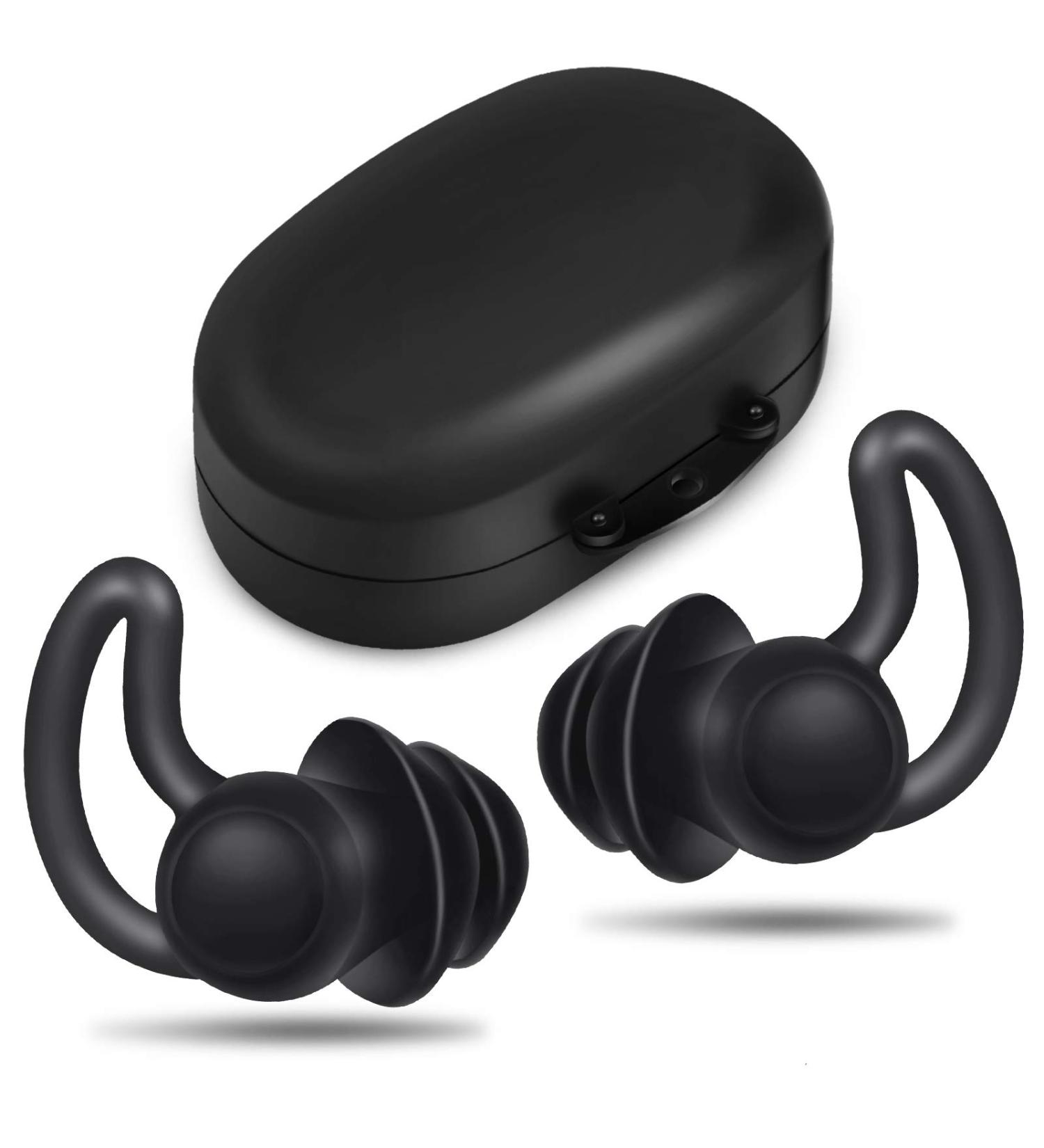 Comfortable Noise-Damping Silicone Ear Plugs - 2 Pieces for Sleep Travel Running & Concerts (Black) - Buy Online on GoSupps.com