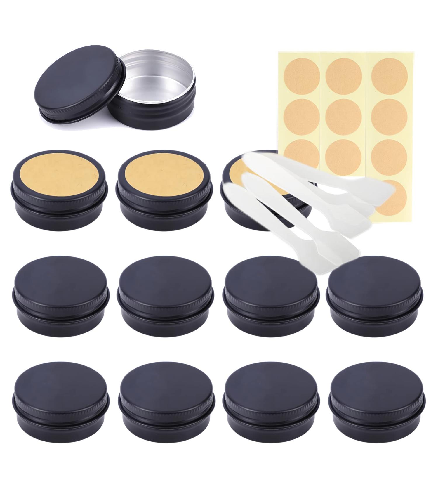 Lusdoly 20pcs 15ml Black Aluminum Cream Cans - Empty Screw Top Boxes with Spatula for Cosmetics - Buy Online on GoSupps.com
